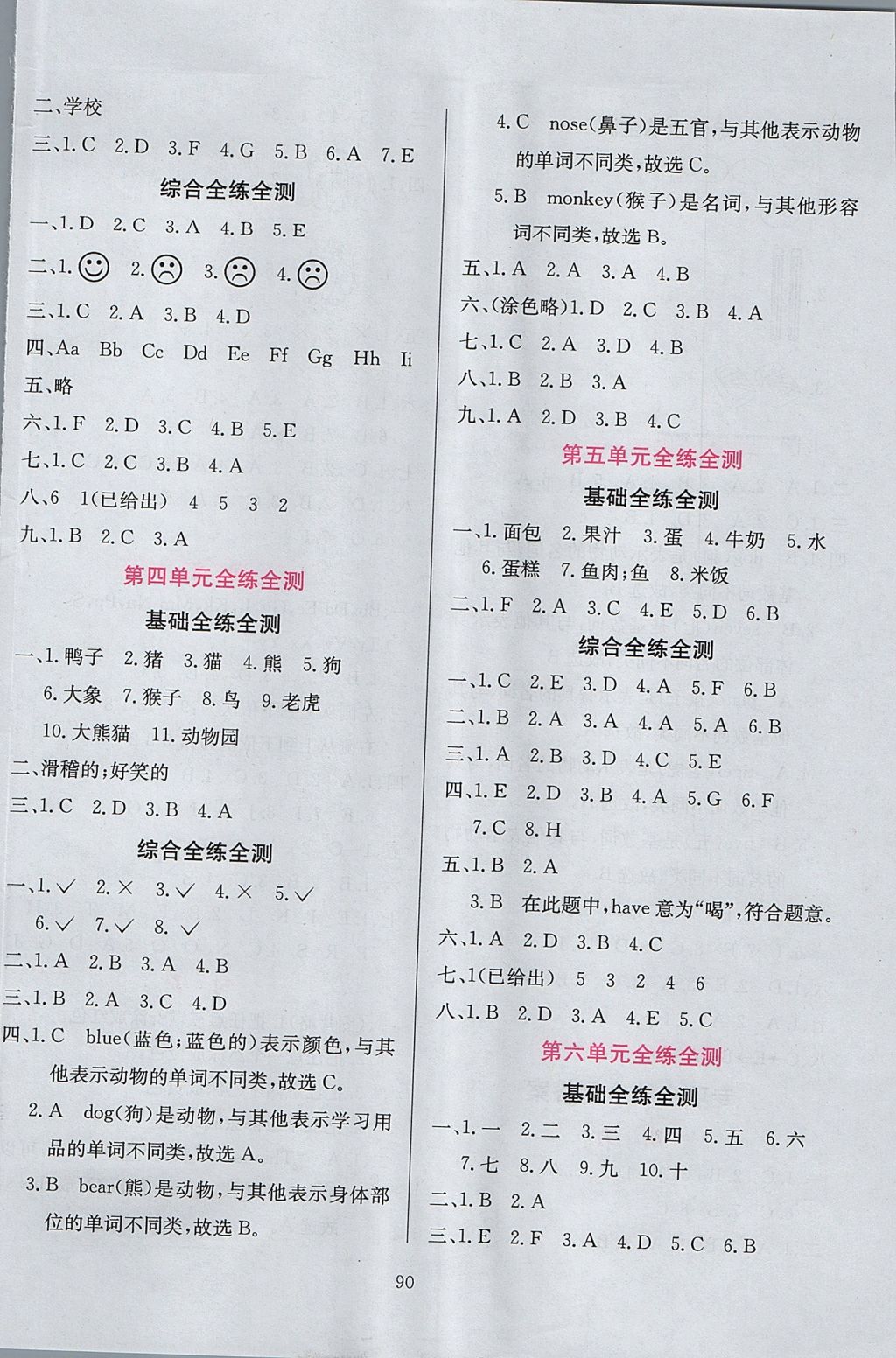 2017年小學(xué)教材全練三年級(jí)英語(yǔ)上冊(cè)人教PEP版 參考答案第10頁(yè)