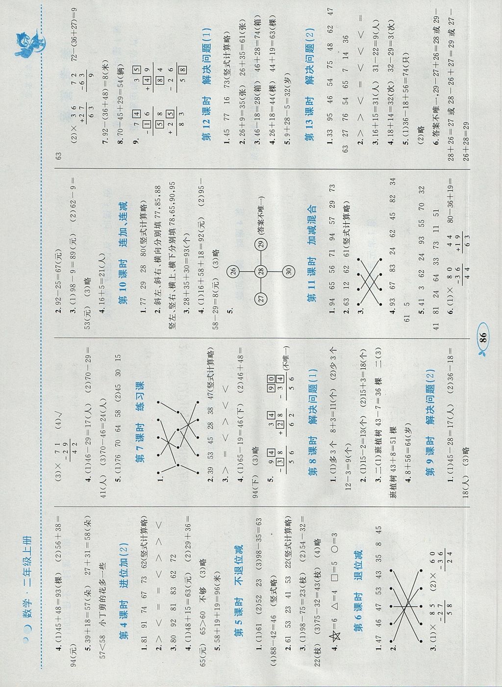 2017年小学同步学考优化设计小超人作业本二年级数学上册人教版 参考答案第2页