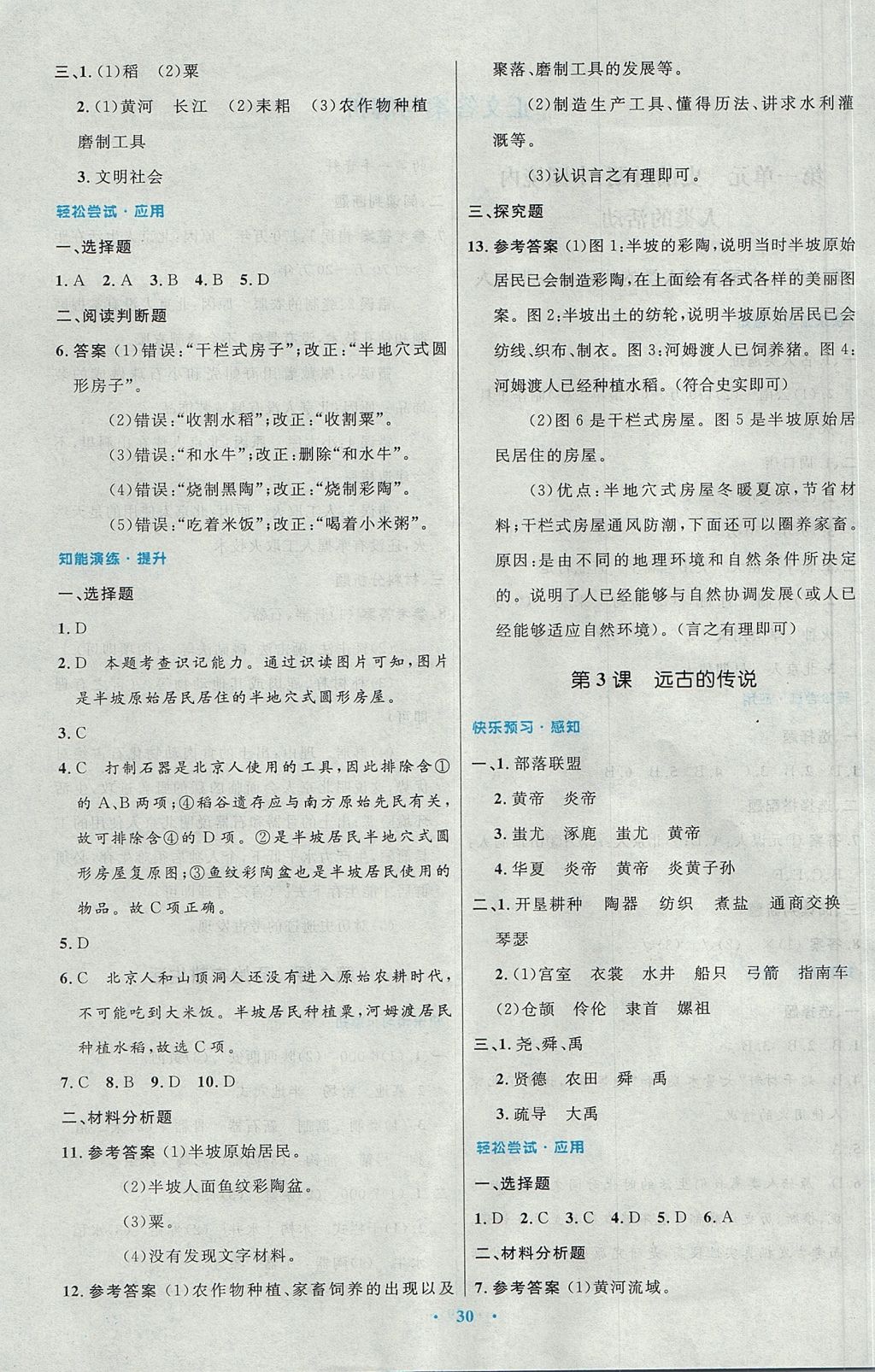 2017年初中同步测控优化设计七年级中国历史上册人教版 参考答案第2页