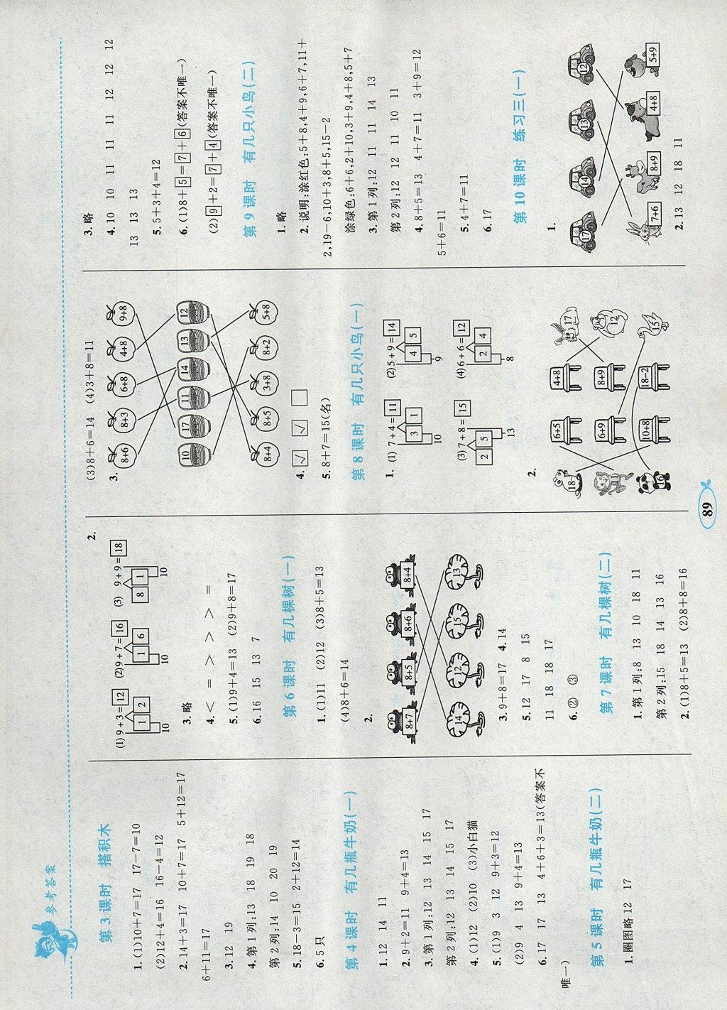 2017年小學(xué)同步學(xué)考優(yōu)化設(shè)計(jì)小超人作業(yè)本一年級數(shù)學(xué)上冊北師大版 參考答案第8頁