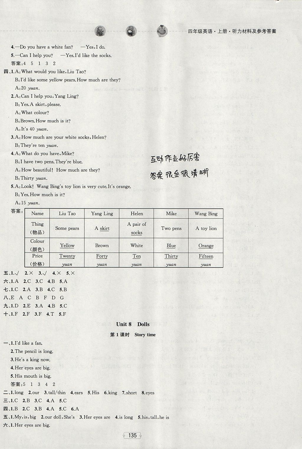 2017年金鑰匙提優(yōu)訓(xùn)練課課練四年級(jí)英語(yǔ)上冊(cè)江蘇版 參考答案第17頁(yè)