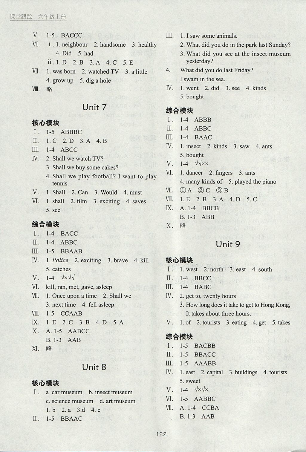 2017年深圳市小学英语课堂跟踪六年级上册沪教版 参考答案第4页