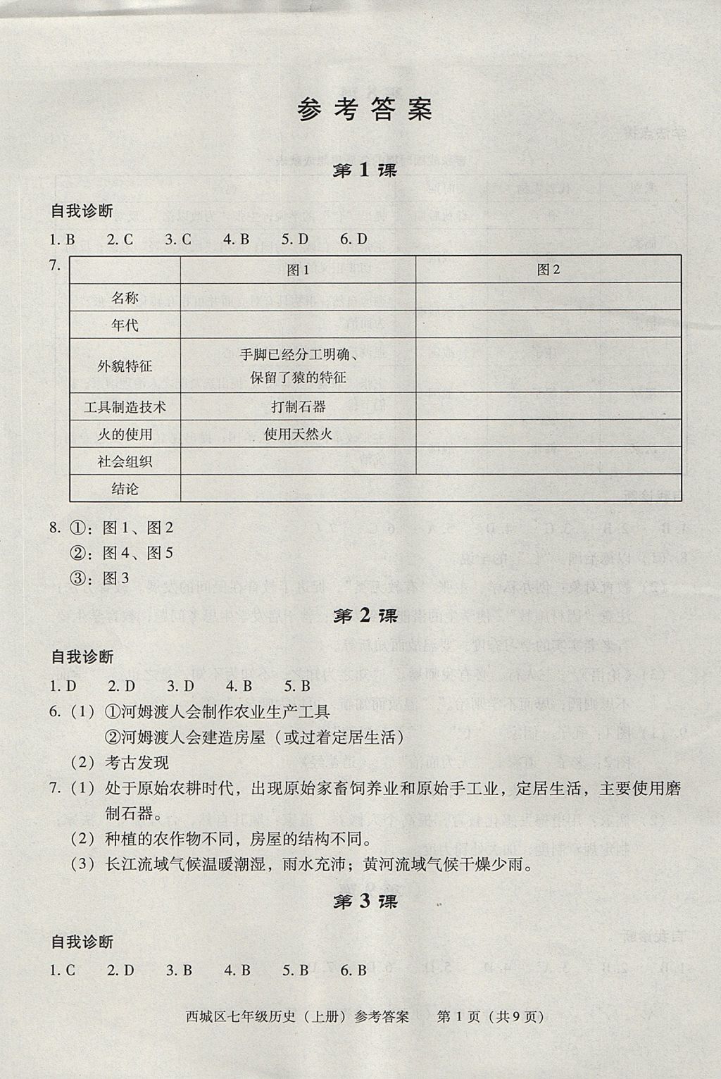 2017年學(xué)習(xí)探究診斷七年級(jí)歷史上冊(cè) 參考答案第1頁(yè)