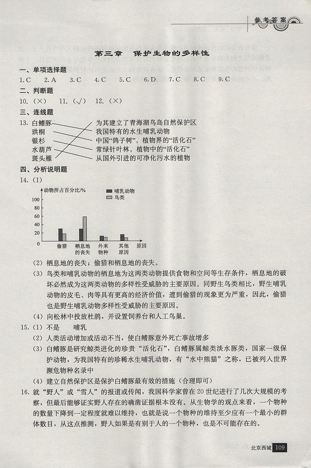 2017年學(xué)習(xí)探究診斷八年級生物上冊人教版 參考答案第12頁