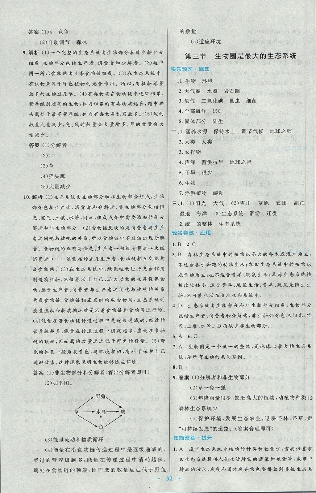 2017年初中同步测控优化设计七年级生物学上册人教版 参考答案第4页