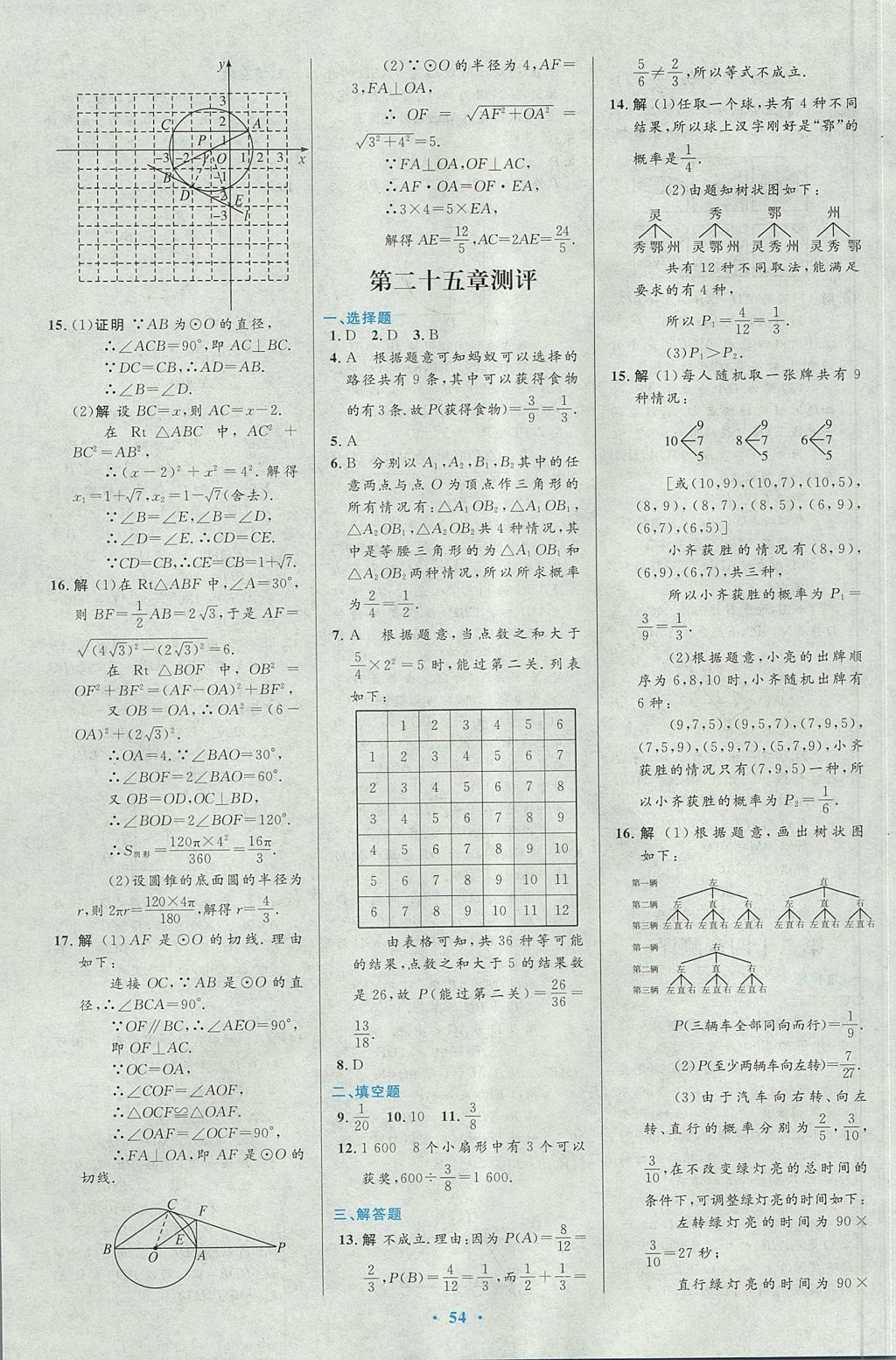 2017年初中同步測(cè)控優(yōu)化設(shè)計(jì)九年級(jí)數(shù)學(xué)上冊(cè)人教版 參考答案第40頁(yè)