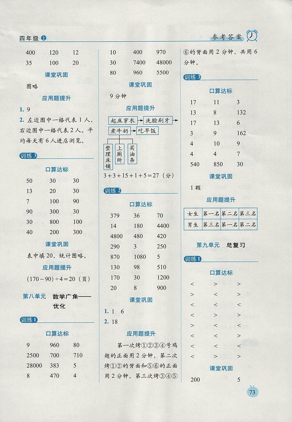 2017年小學數(shù)學口算達標天天練四年級上冊人教版培優(yōu)版 參考答案第11頁