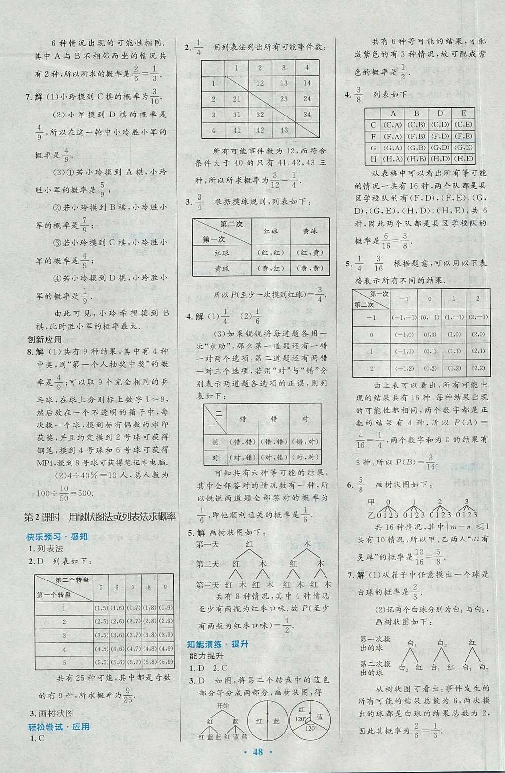 2017年初中同步測(cè)控優(yōu)化設(shè)計(jì)九年級(jí)數(shù)學(xué)上冊(cè)人教版 參考答案第34頁(yè)