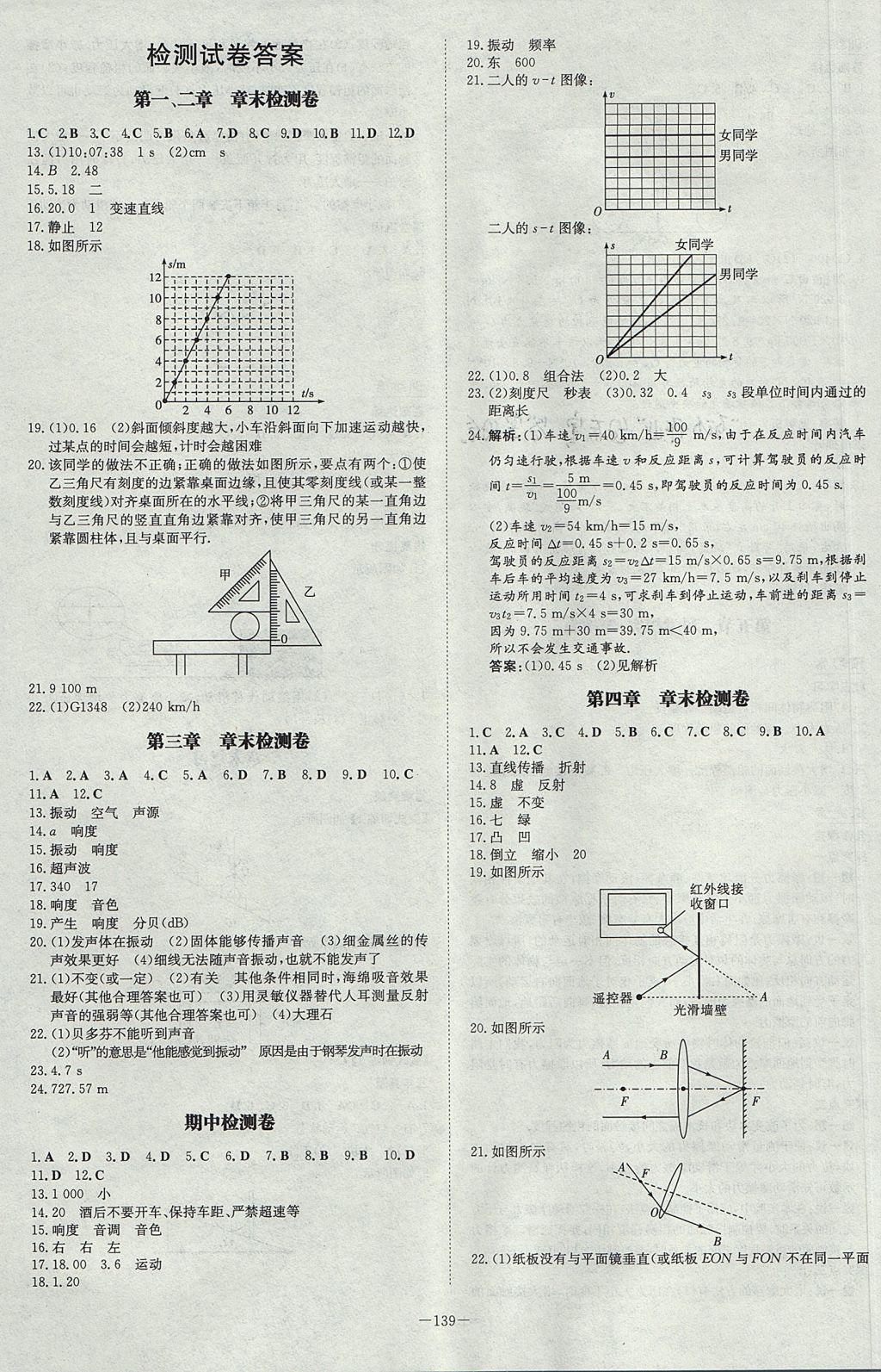 2017年初中同步学习导与练导学探究案八年级物理上册沪科版 参考答案第11页