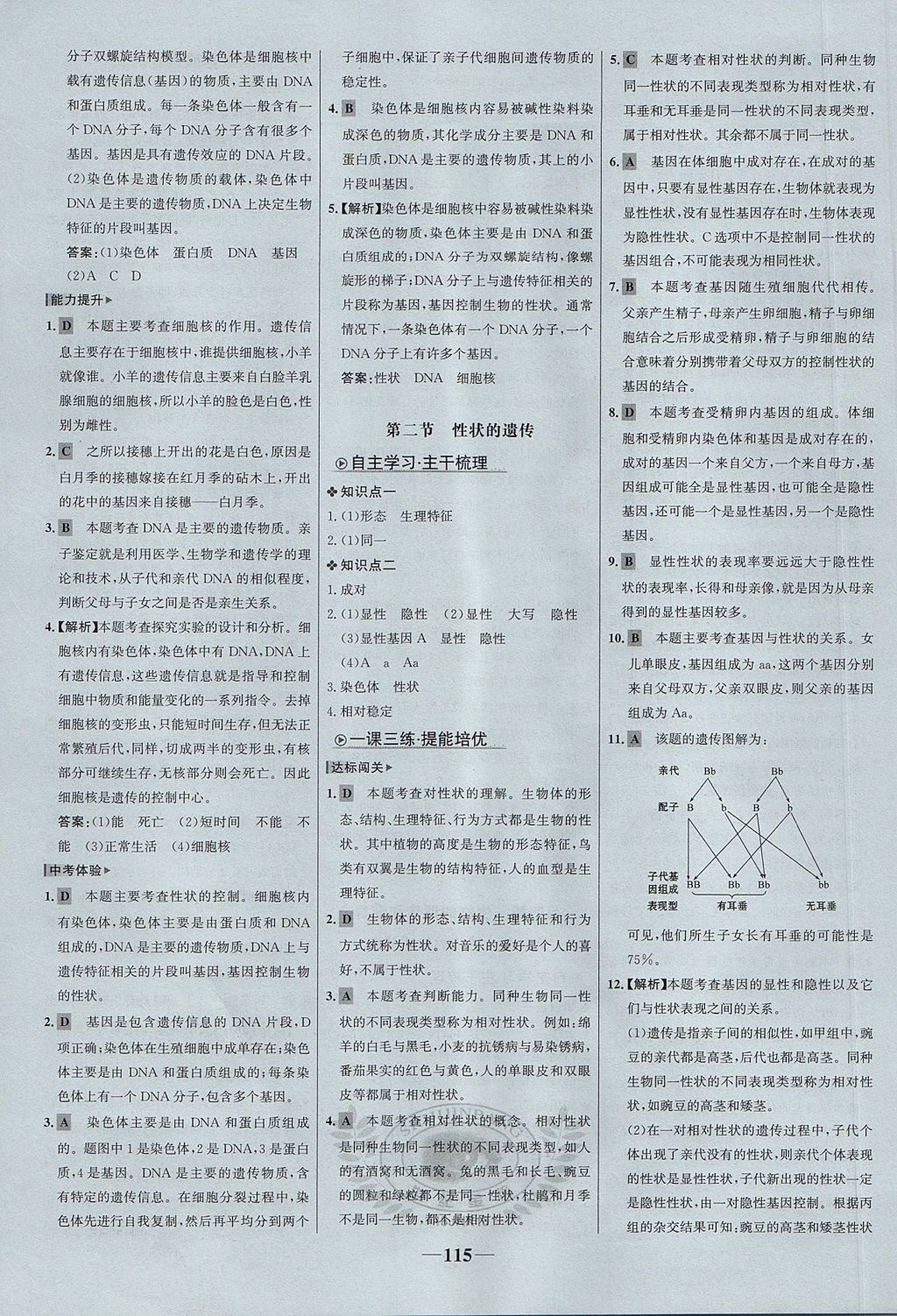 2017年世紀金榜金榜學案八年級生物上冊濟南版 參考答案第15頁