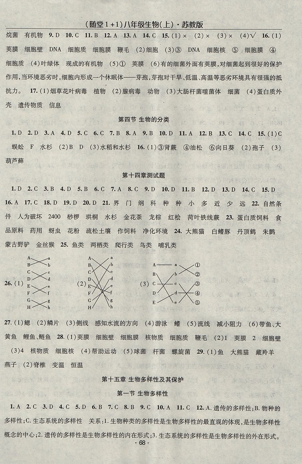 2017年隨堂1加1導(dǎo)練八年級生物上冊蘇教版 參考答案第2頁