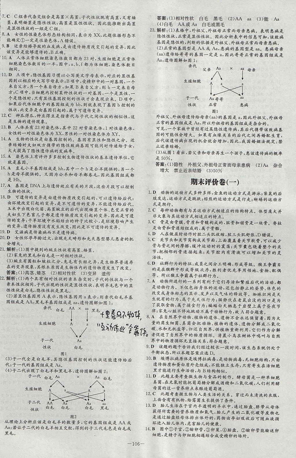 2017年練案課時(shí)作業(yè)本八年級(jí)生物上冊(cè)北師大版 參考答案第22頁