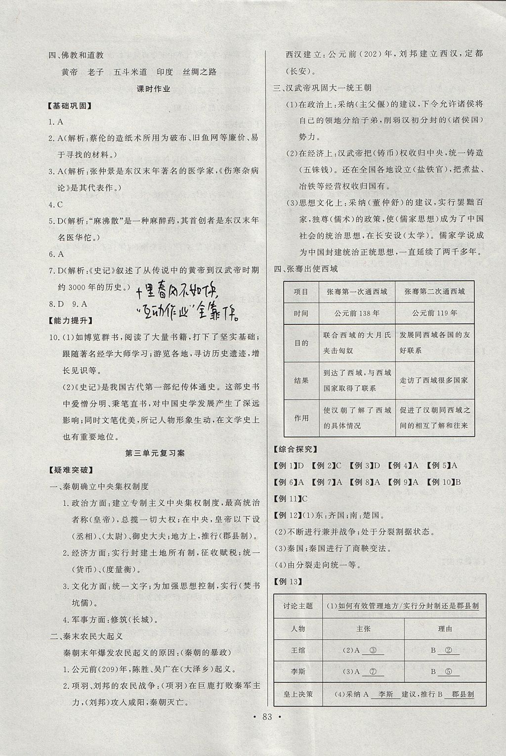 2017年长江全能学案同步练习册七年级历史上册人教版 参考答案第9页