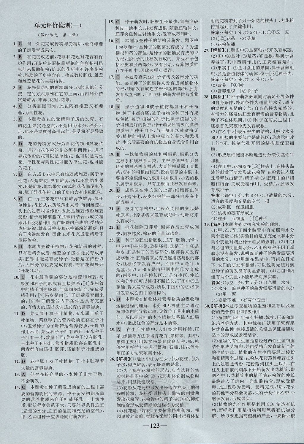 2017年世紀(jì)金榜金榜學(xué)案八年級生物上冊濟(jì)南版 參考答案第23頁
