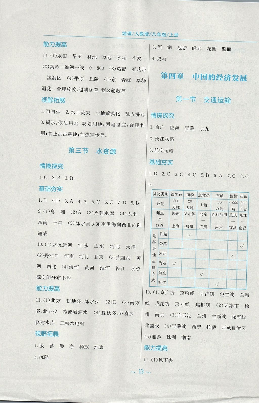 2017年新編基礎(chǔ)訓(xùn)練八年級地理上冊人教版 參考答案第5頁