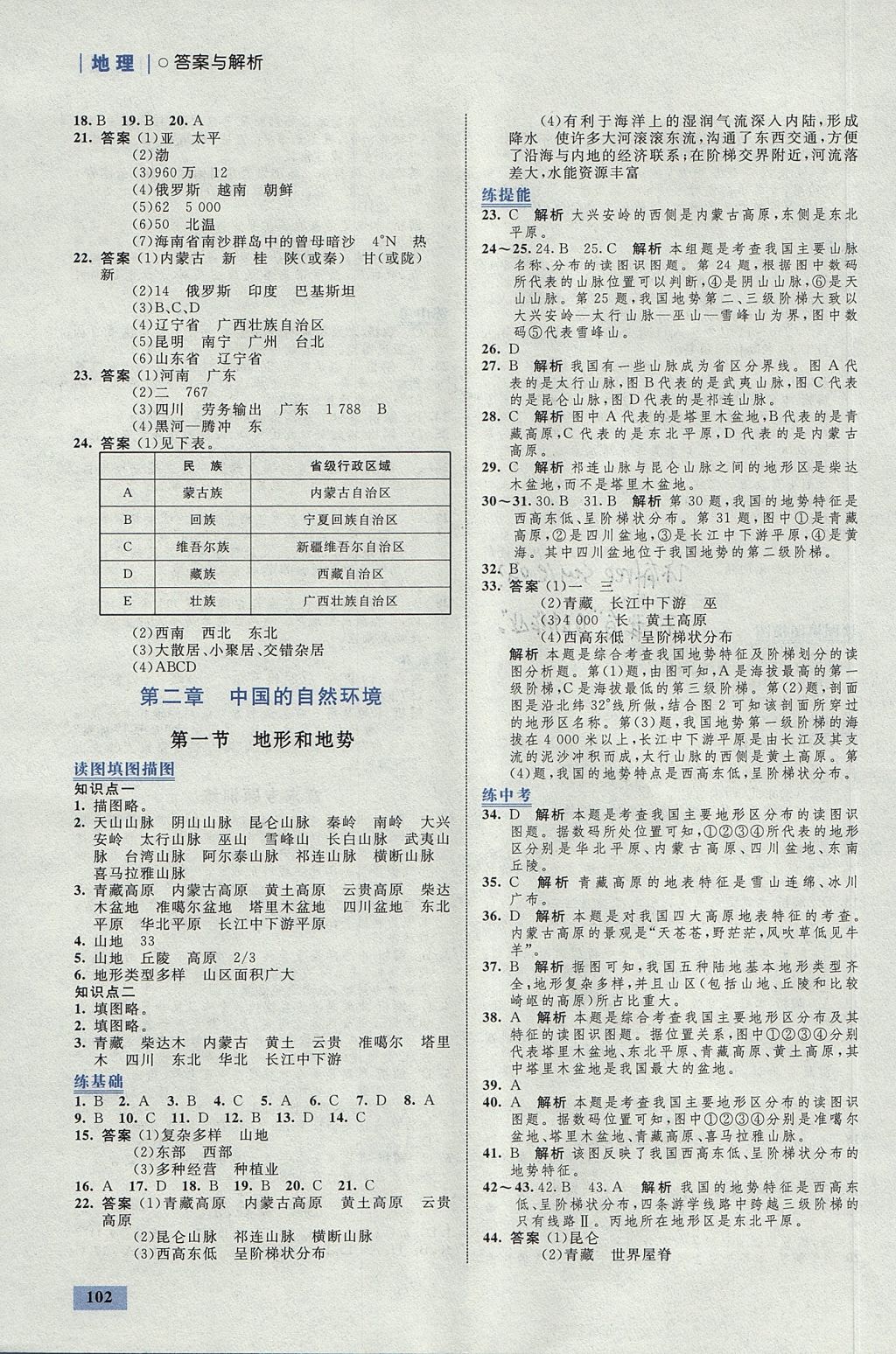 2017年初中同步學(xué)考優(yōu)化設(shè)計(jì)八年級地理上冊人教版 參考答案第4頁