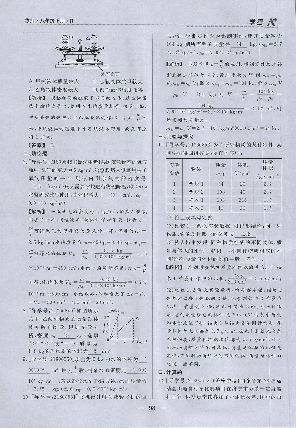 2017年學(xué)考A加同步課時練八年級物理上冊人教版 第六章 質(zhì)量與密度第79頁