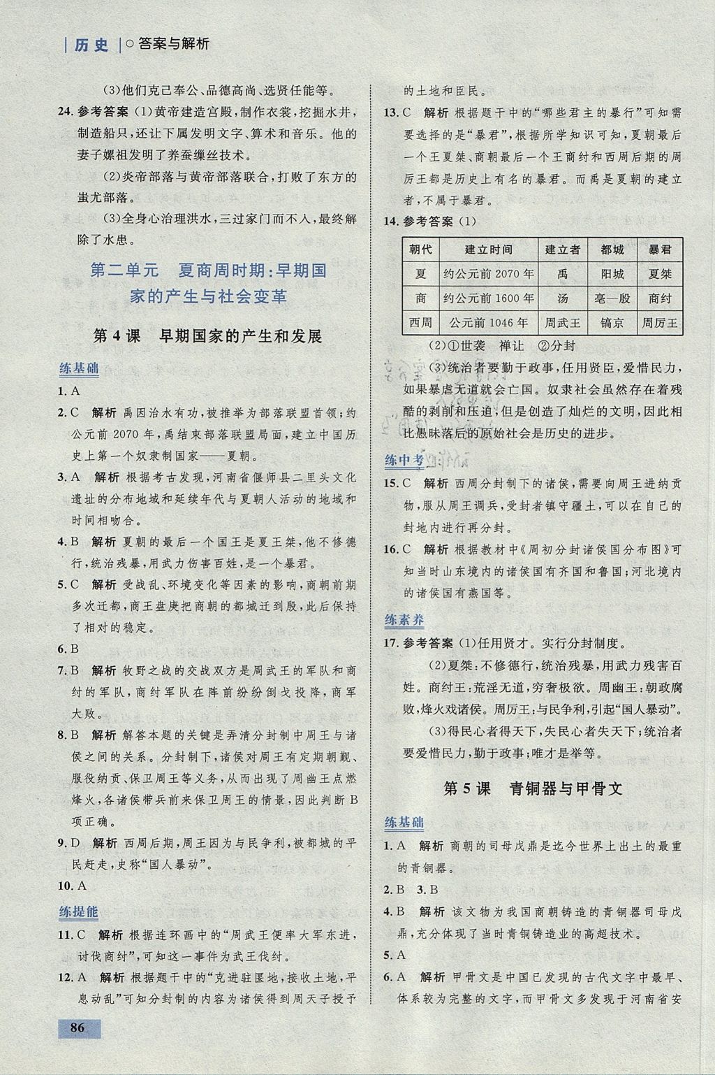 2017年初中同步學(xué)考優(yōu)化設(shè)計(jì)七年級(jí)歷史上冊人教版 參考答案第4頁