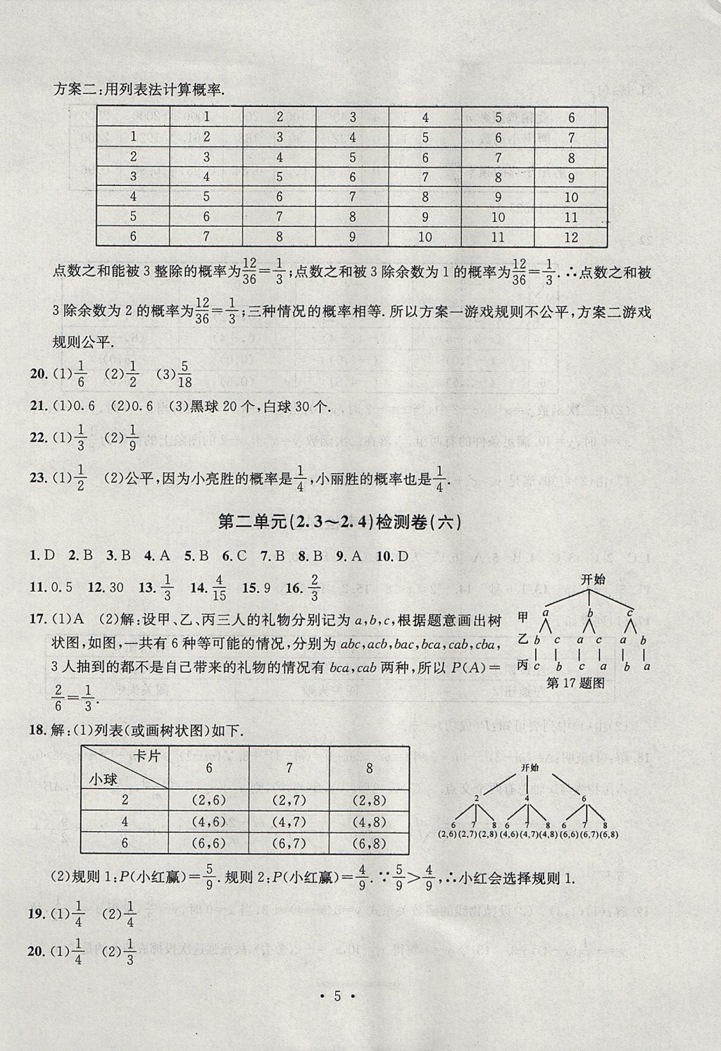 2017年習(xí)題E百檢測卷九年級數(shù)學(xué)全一冊浙教版 參考答案第5頁