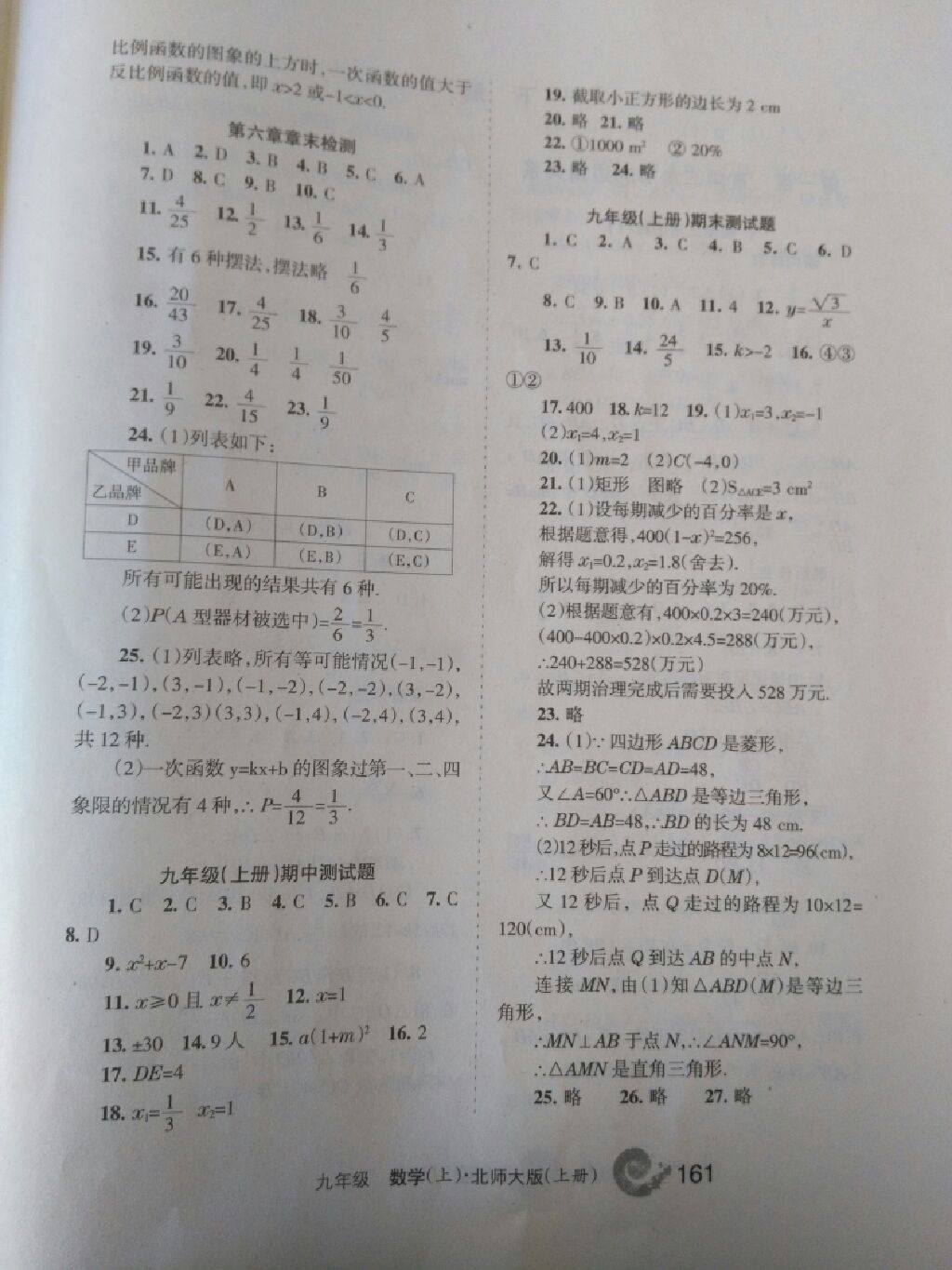 2017年學(xué)習(xí)之友九年級數(shù)學(xué)上冊北師大版 參考答案第20頁