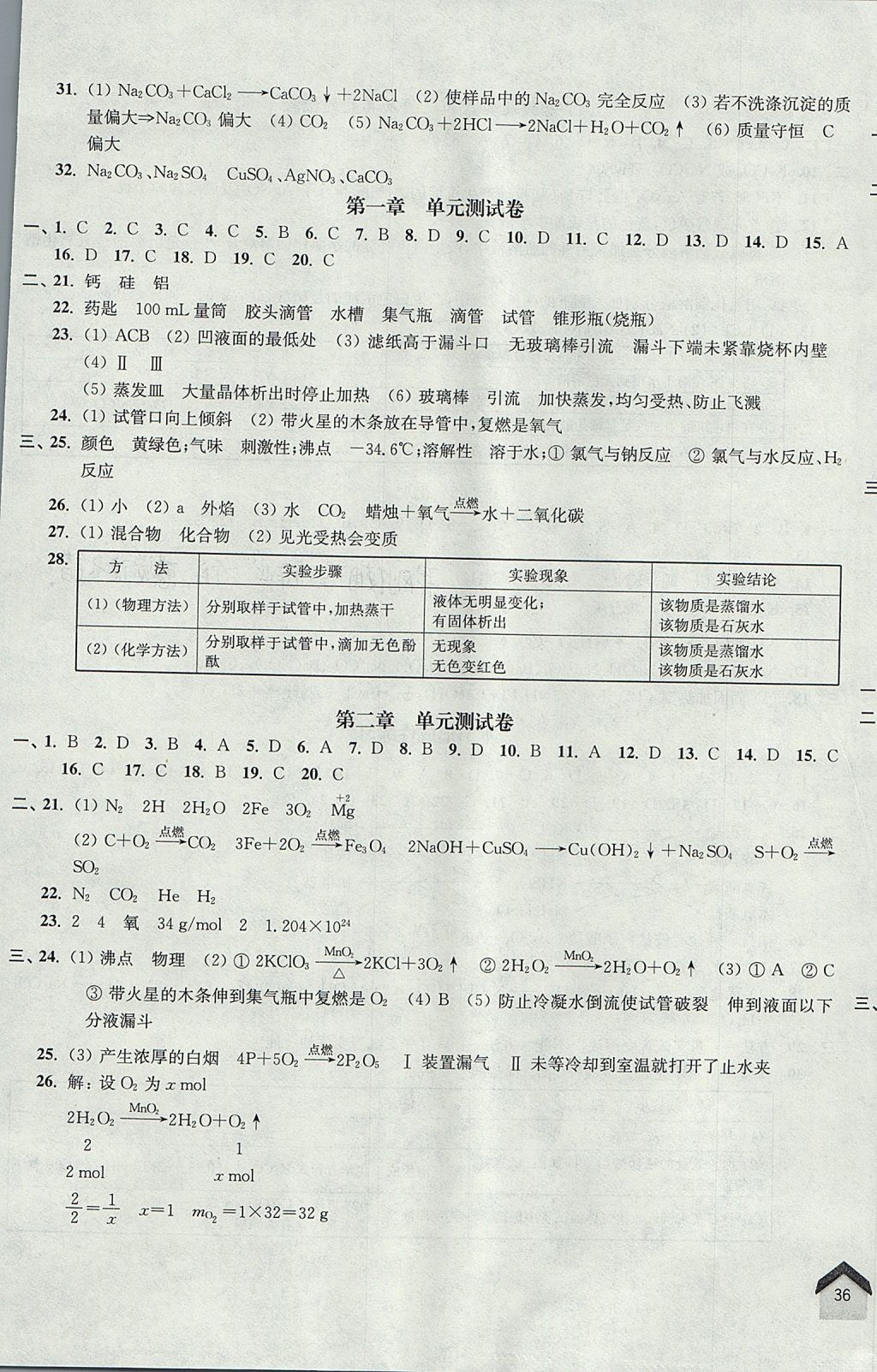 2017年導學先鋒九年級化學全一冊 參考答案第31頁