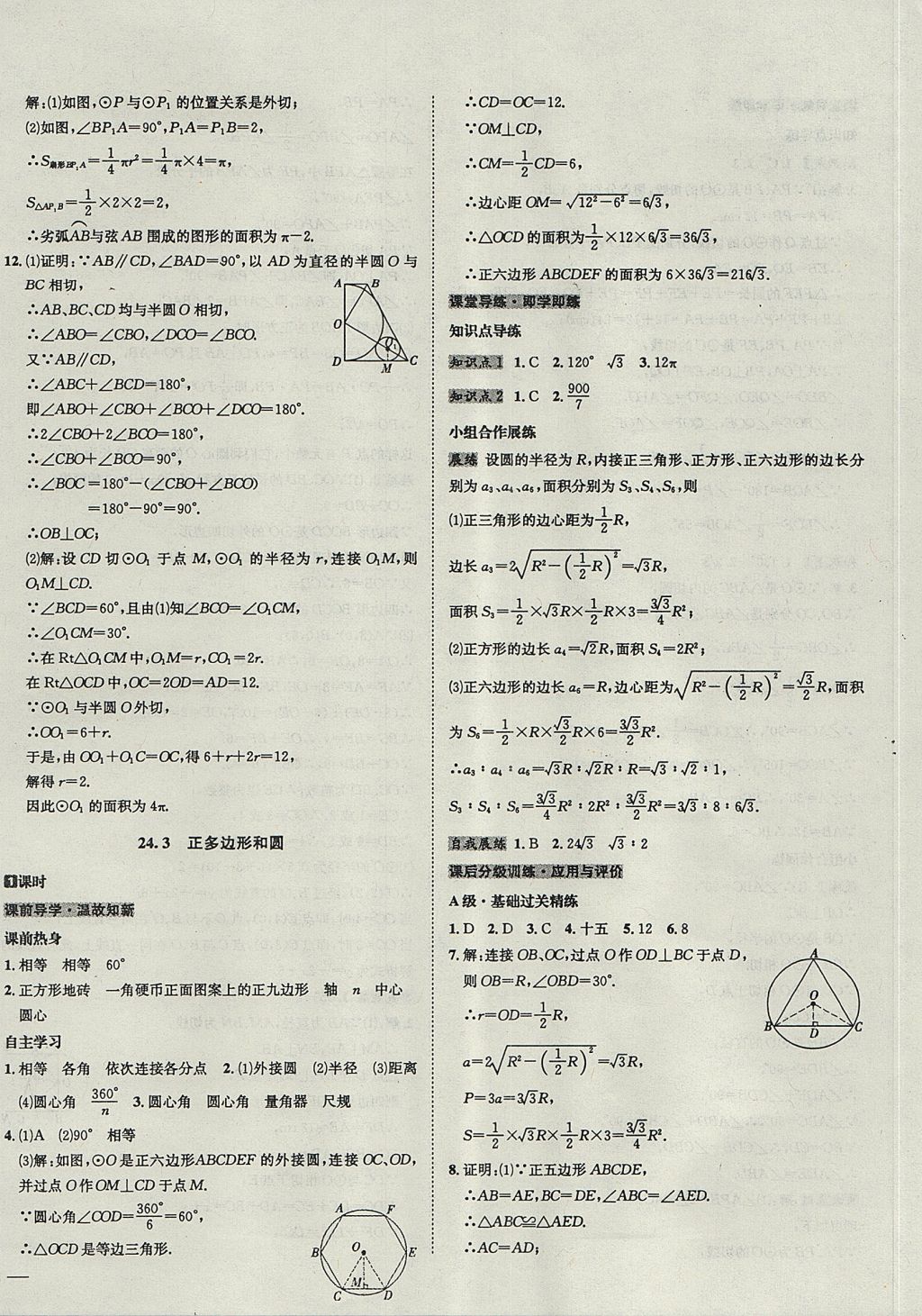 2017年中考123全程导练九年级数学上册人教版 参考答案第48页