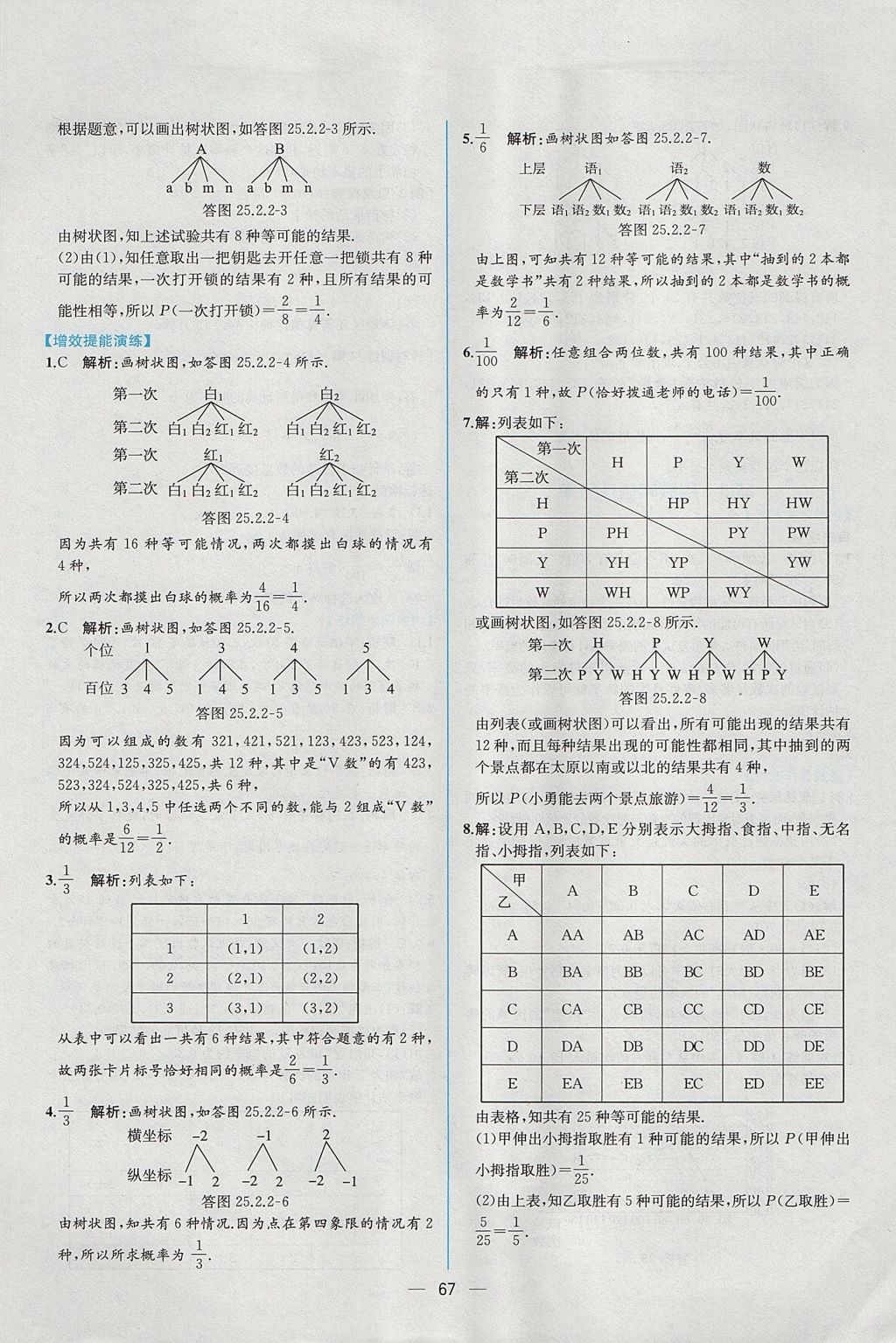 2017年同步导学案课时练九年级数学上册人教版 参考答案第39页