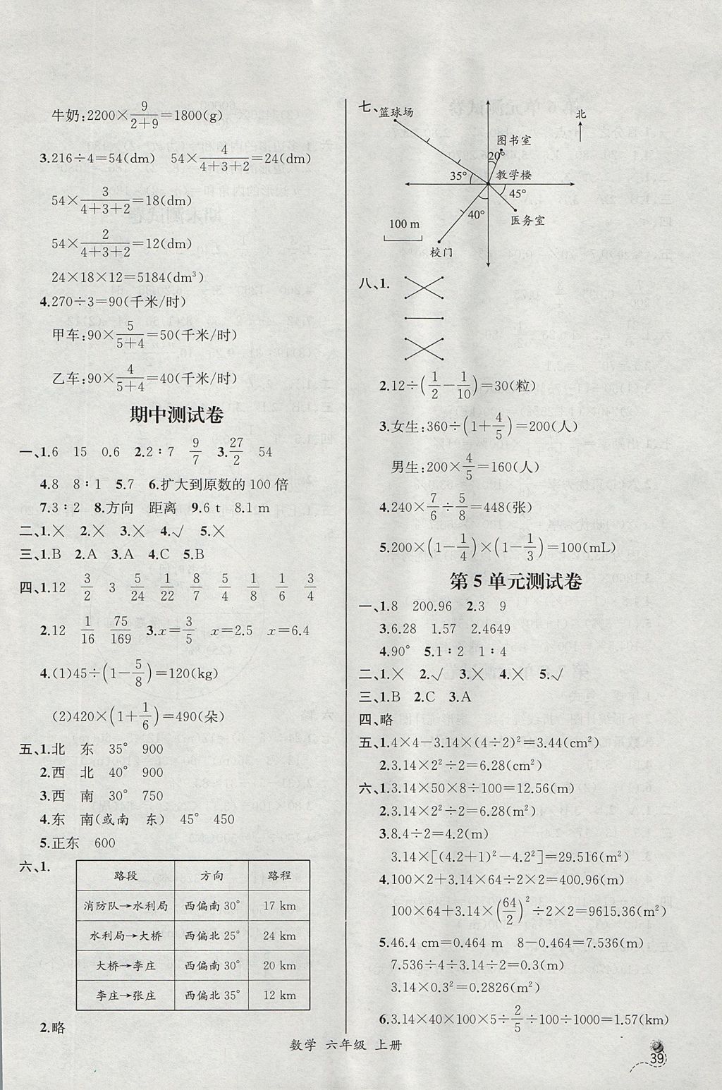 2017年同步导学案课时练六年级数学上册人教版河北专版 参考答案第17页