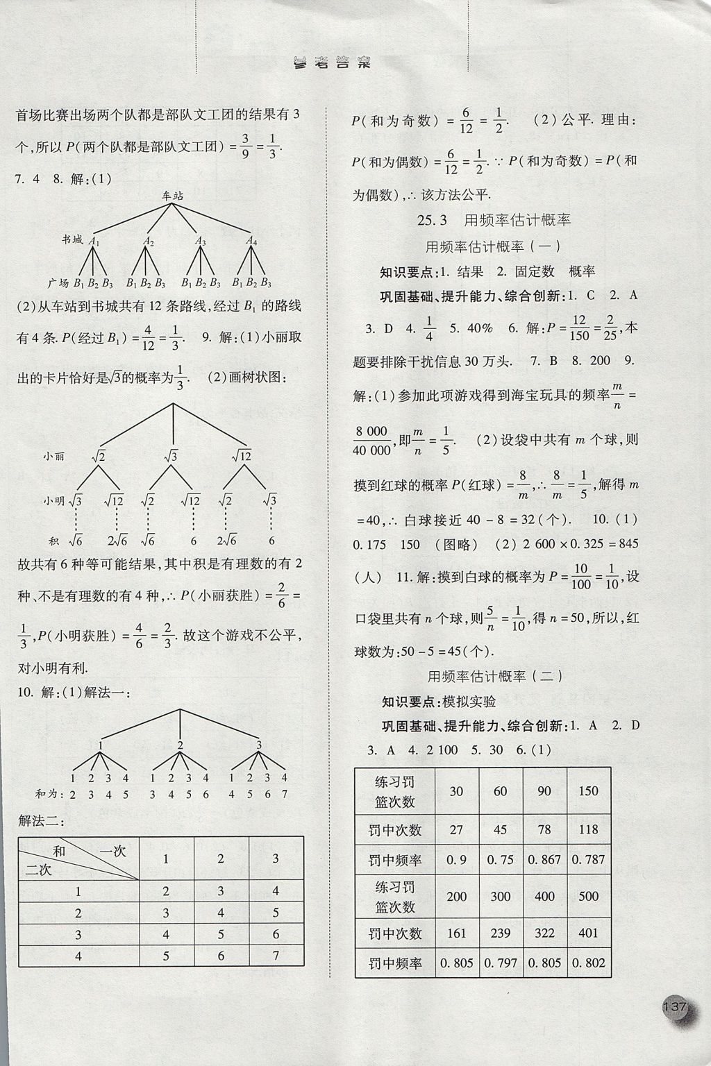 2017年同步訓(xùn)練九年級(jí)數(shù)學(xué)上冊(cè)人教版河北人民出版社 參考答案第20頁(yè)