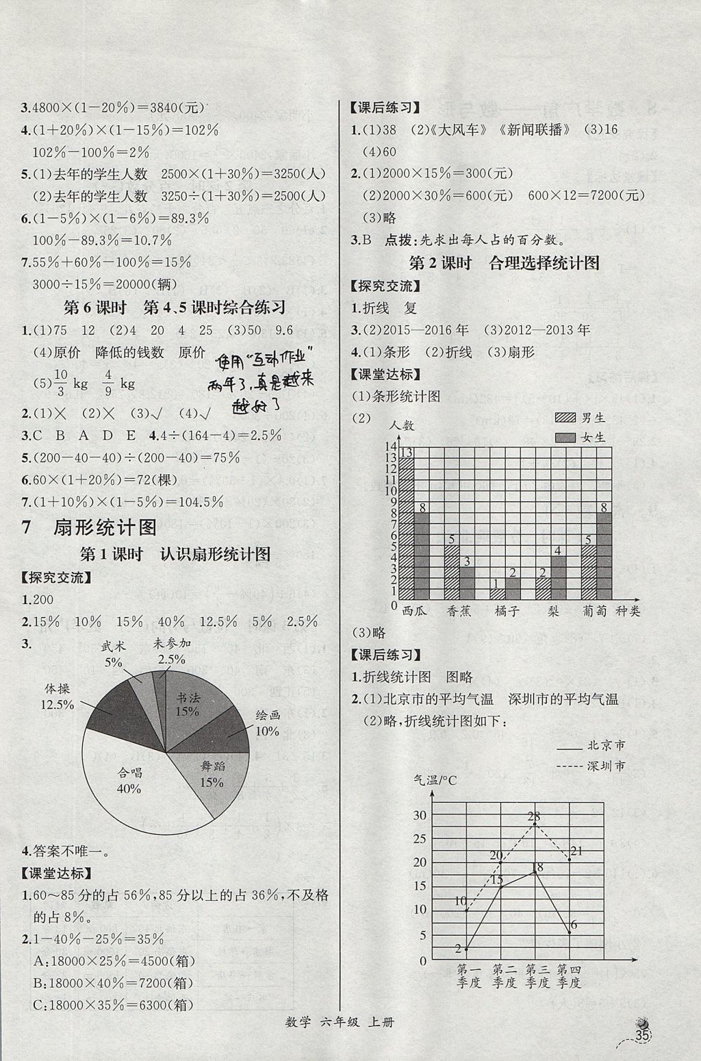 2017年同步导学案课时练六年级数学上册人教版河北专版 参考答案第13页