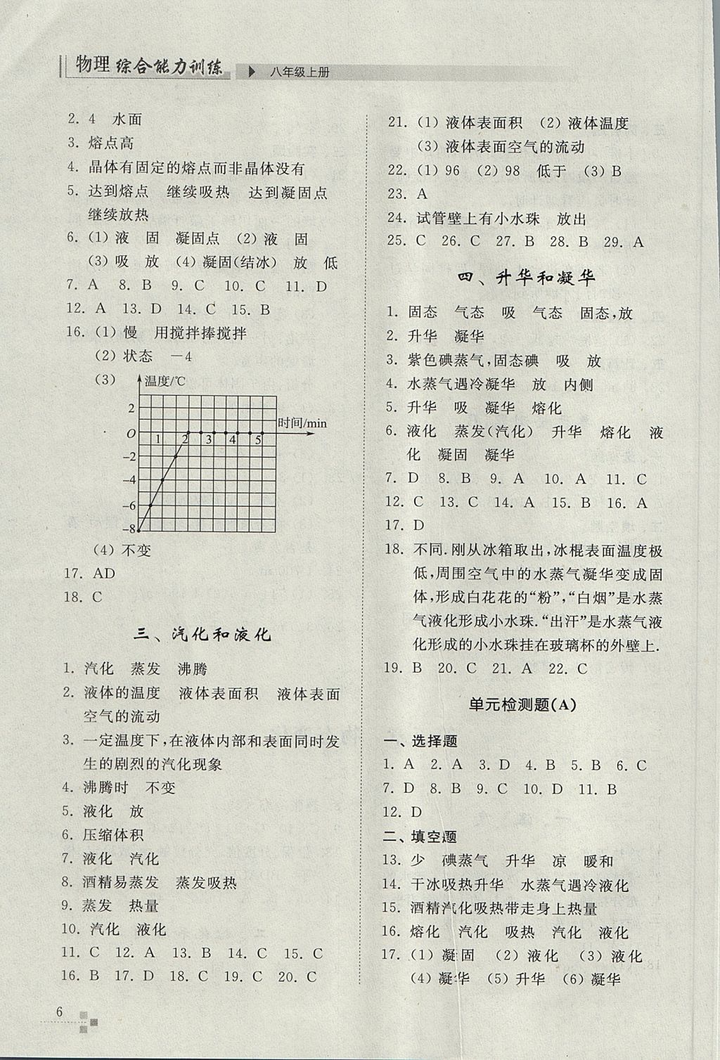 2017年綜合能力訓(xùn)練八年級物理上冊人教版 參考答案第6頁