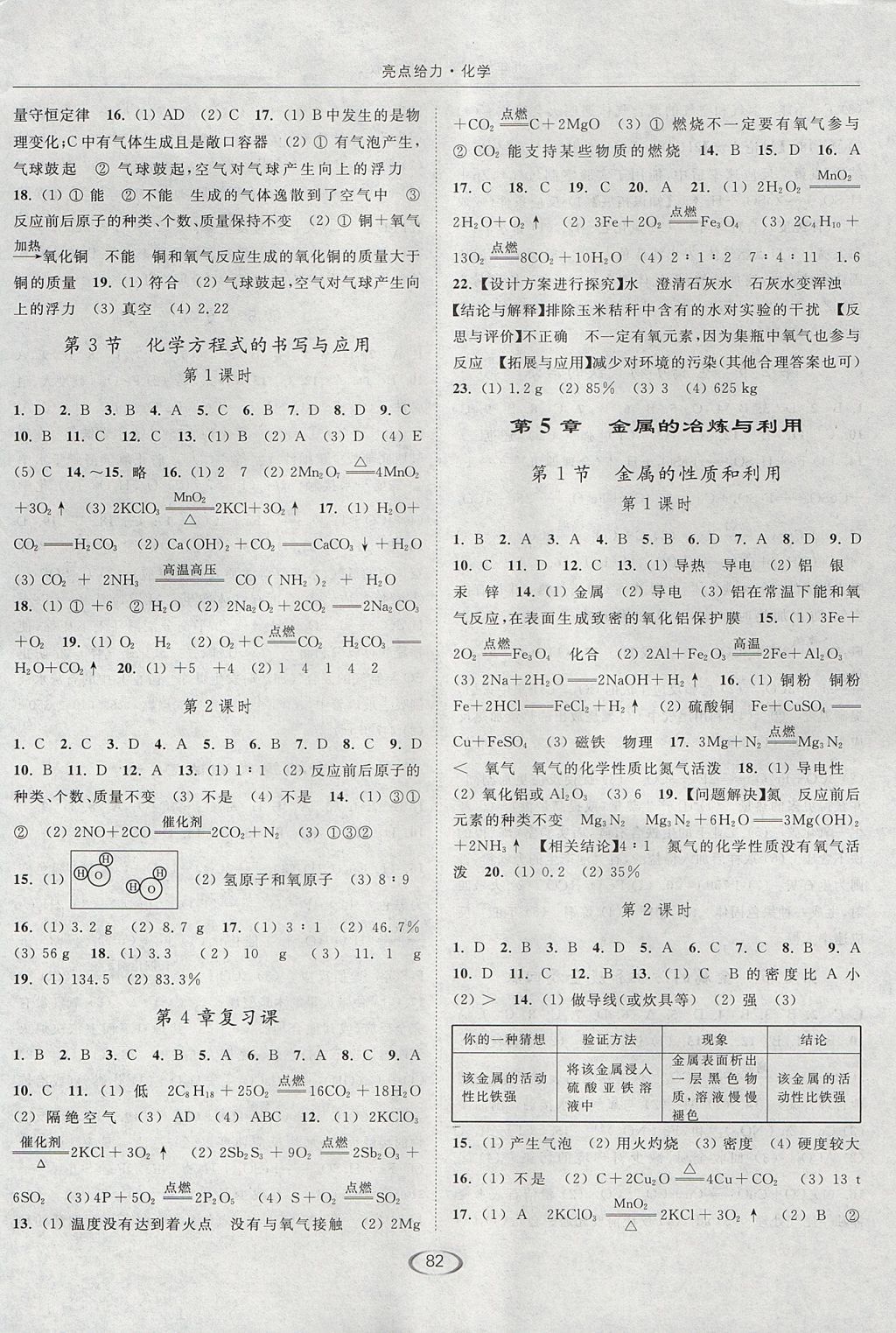 2017年亮點(diǎn)給力提優(yōu)課時(shí)作業(yè)本九年級(jí)化學(xué)上冊(cè)滬教版 參考答案第6頁