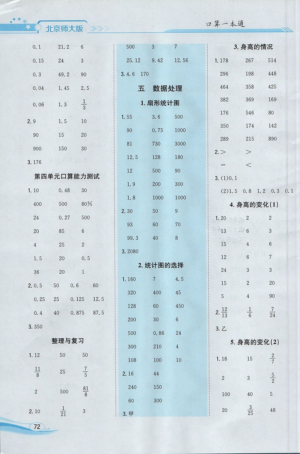 2017年口算一本通六年級(jí)數(shù)學(xué)上冊(cè)北師大版 參考答案第6頁(yè)