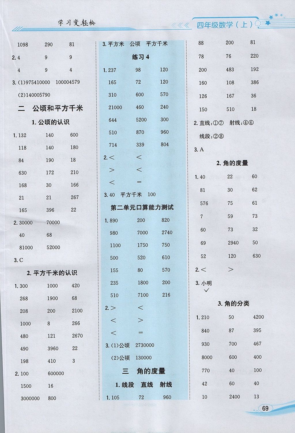 2017年口算一本通四年級數(shù)學(xué)上冊人教版 參考答案第3頁