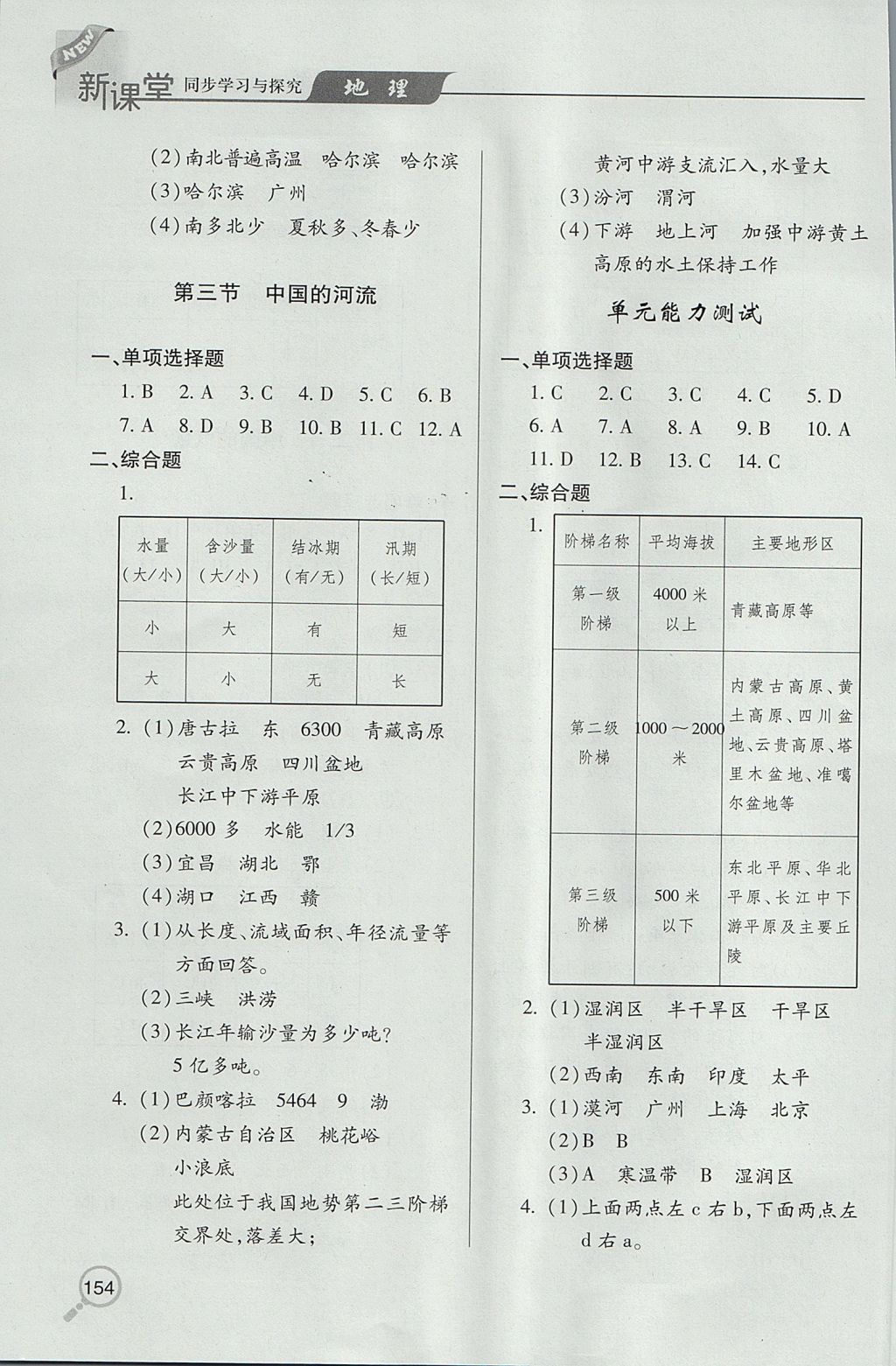 2017年新課堂同步學(xué)習(xí)與探究八年級地理上學(xué)期 參考答案第4頁