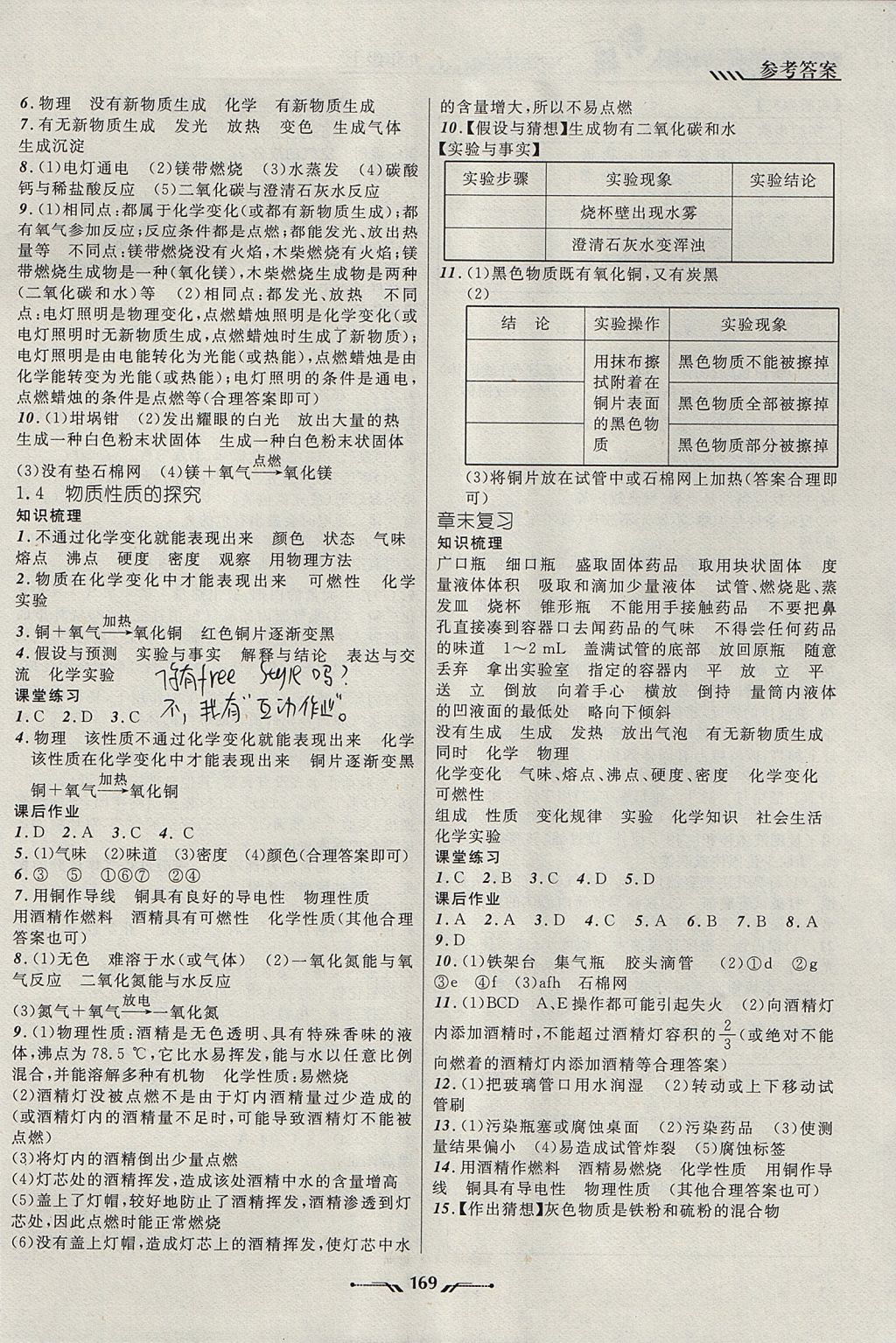 2017年新課程新教材導(dǎo)航學(xué)化學(xué)九年級(jí)上冊科學(xué)版 參考答案第2頁