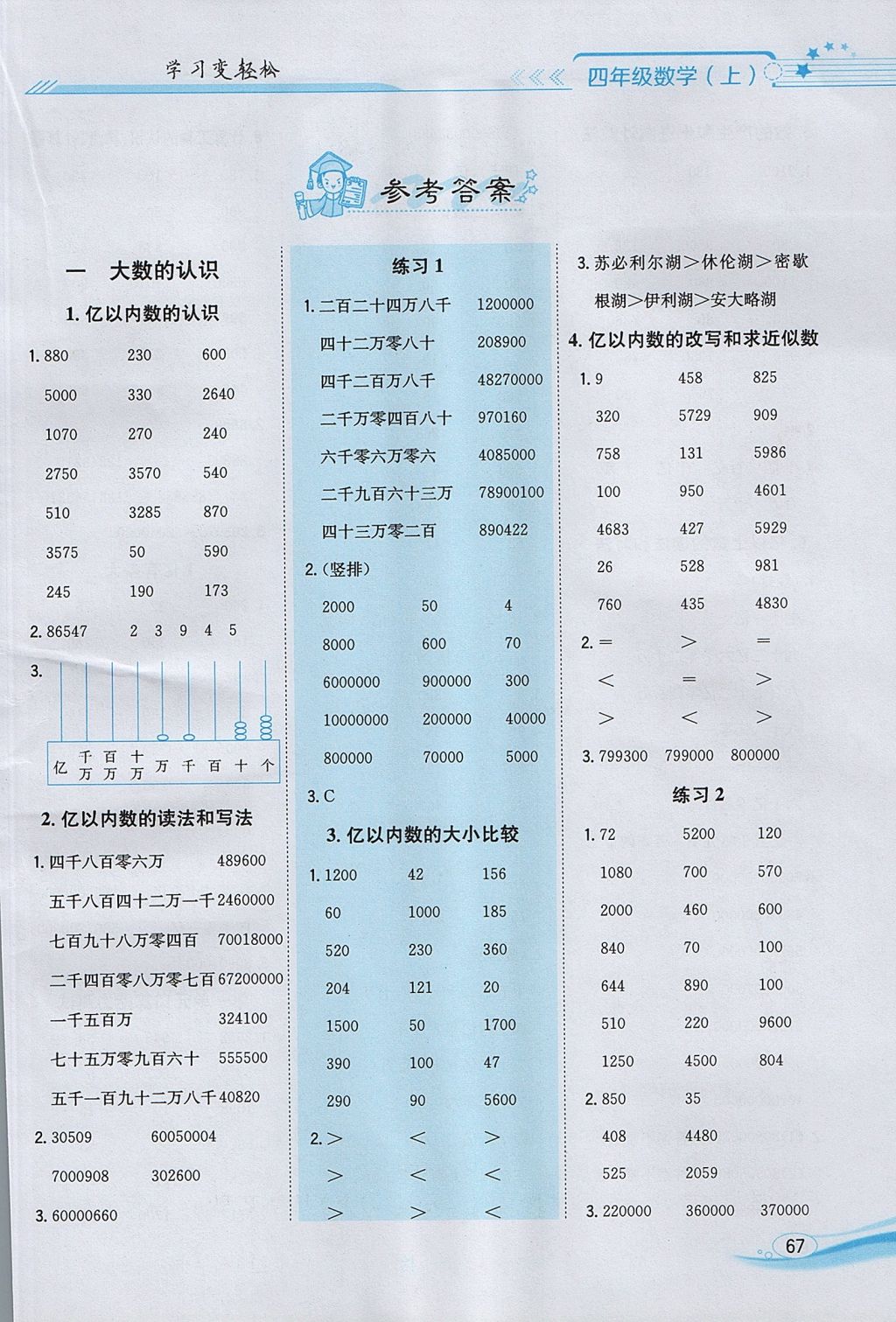 2017年口算一本通四年級(jí)數(shù)學(xué)上冊(cè)人教版 參考答案第1頁(yè)