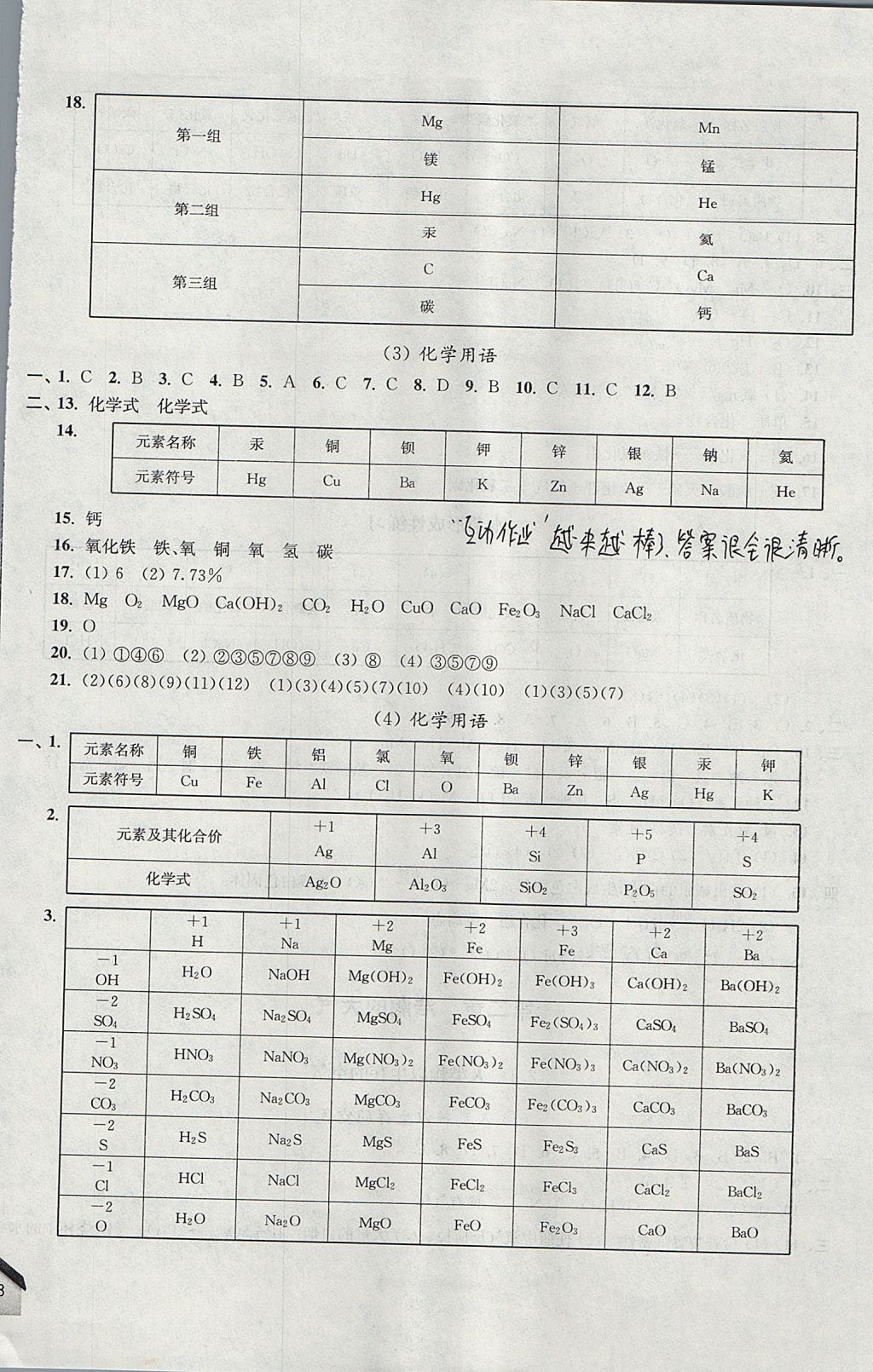 2017年导学先锋九年级化学全一册 参考答案第6页