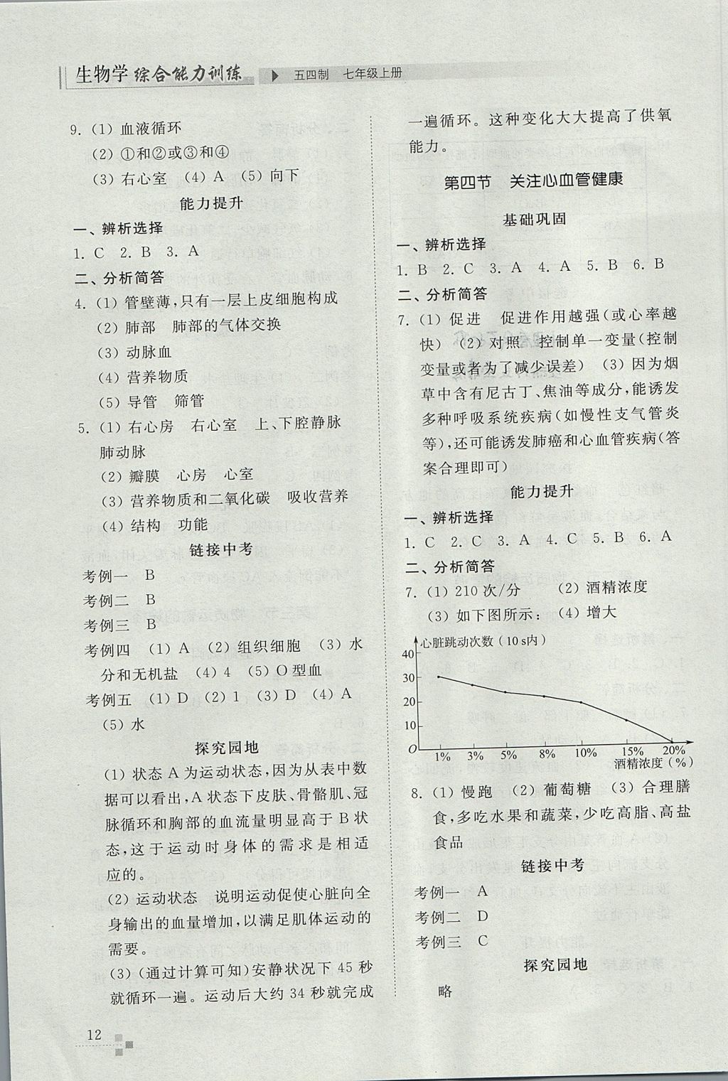 2017年综合能力训练七年级生物学上册鲁科版五四制 参考答案第12页