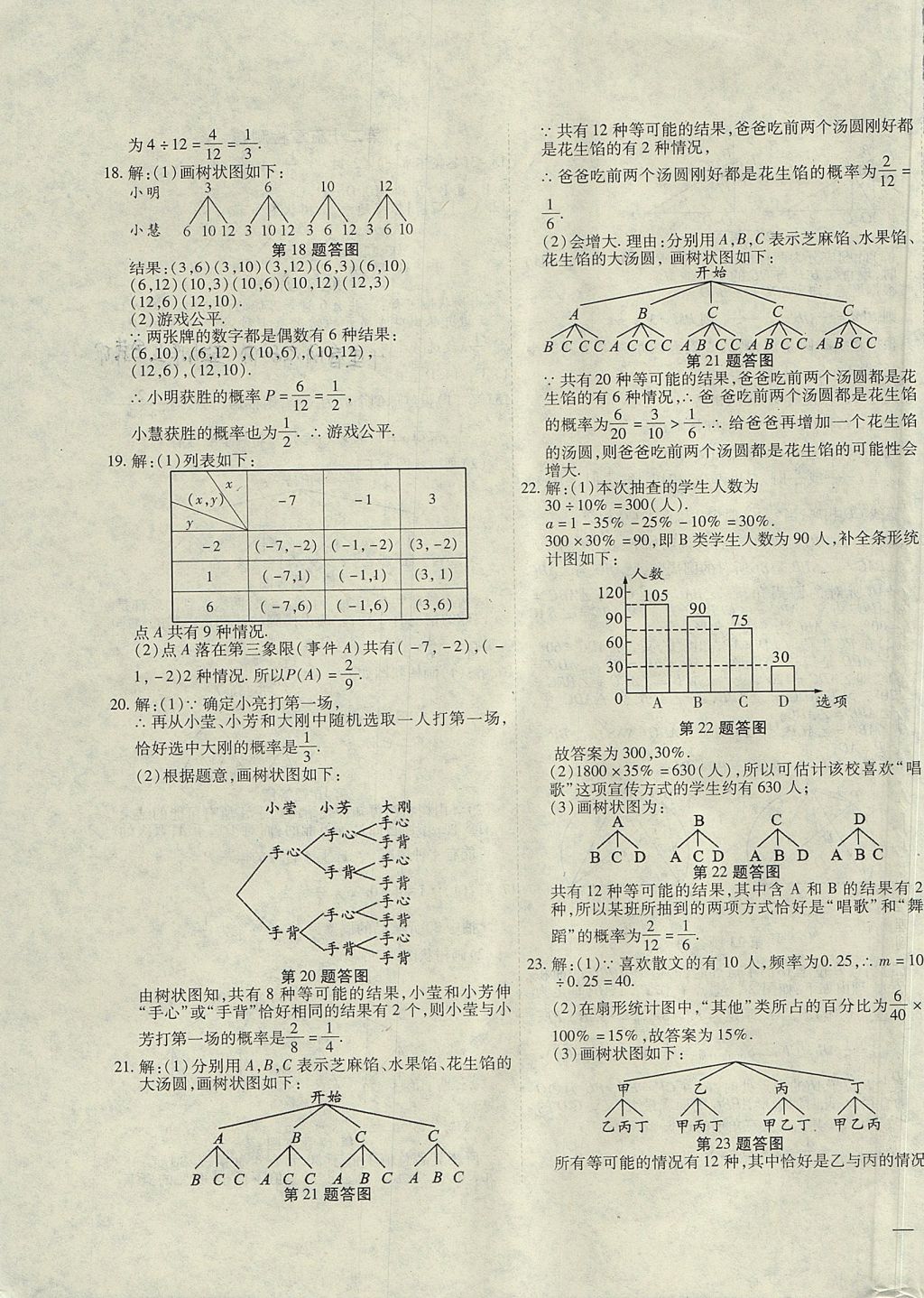 2017年云南省考标准卷九年级数学全一册人教版 参考答案第7页