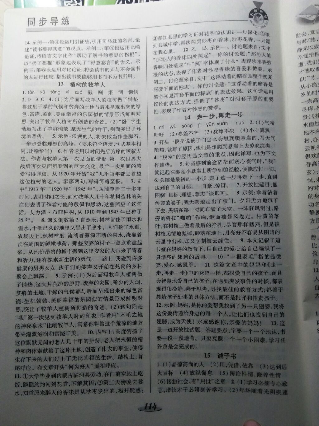 2017年新課標(biāo)教材同步導(dǎo)練七年級(jí)語(yǔ)文上冊(cè)人教版 參考答案第5頁(yè)