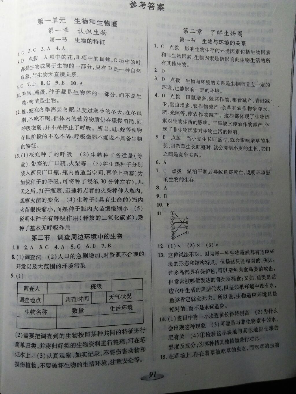 2017年新課標(biāo)教材同步導(dǎo)練七年級(jí)生物上冊(cè)人教版 參考答案第1頁(yè)