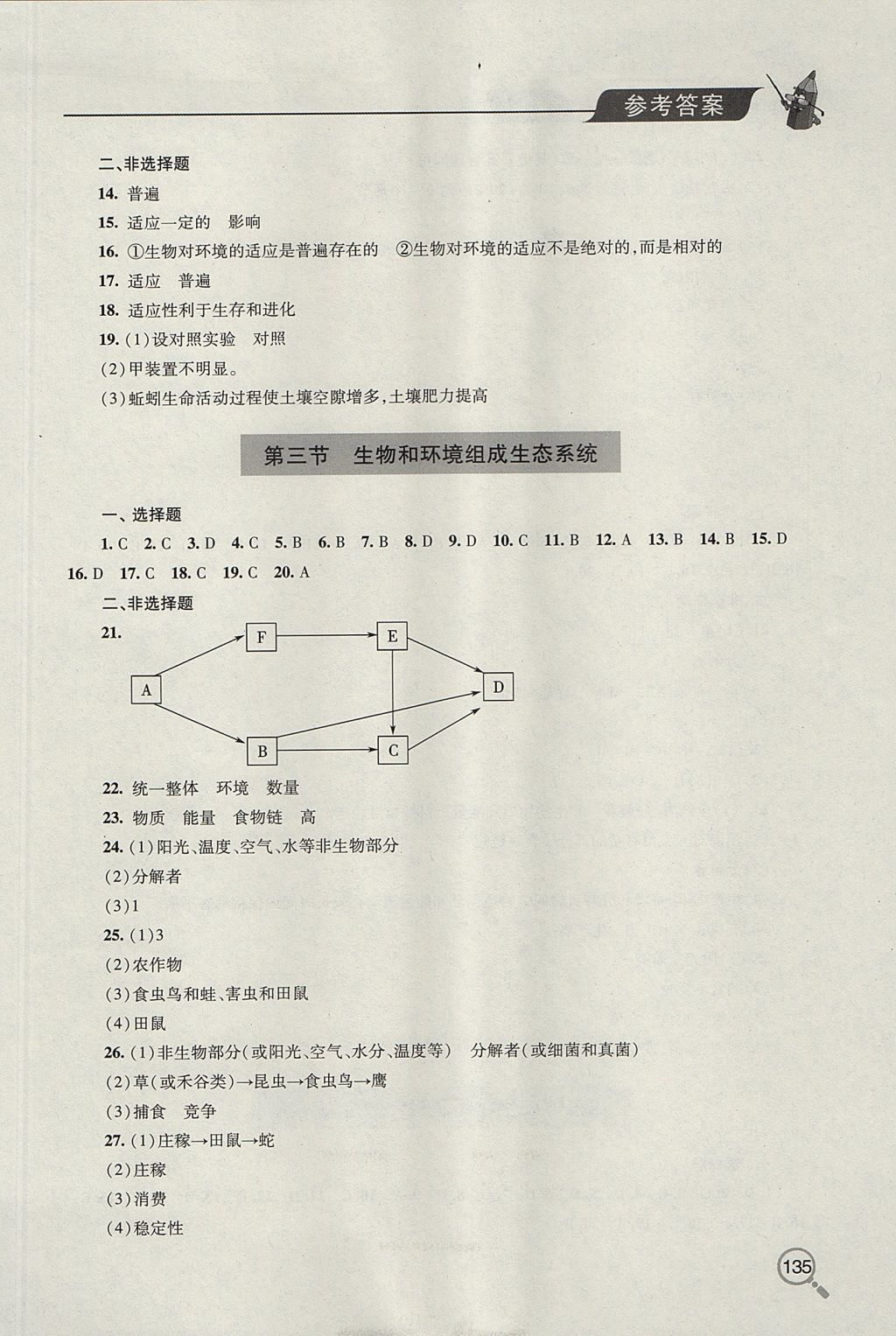 2017年新課堂同步學習與探究六年級生物上學期 參考答案第3頁