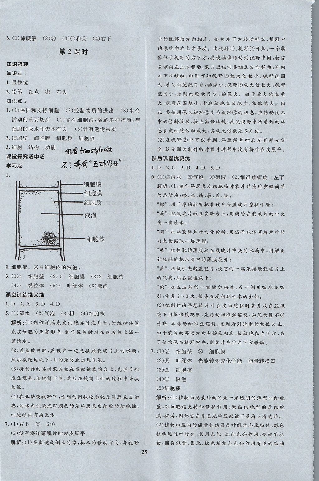 2017年天梯学案初中同步新课堂六年级生物上册人教版 参考答案第9页