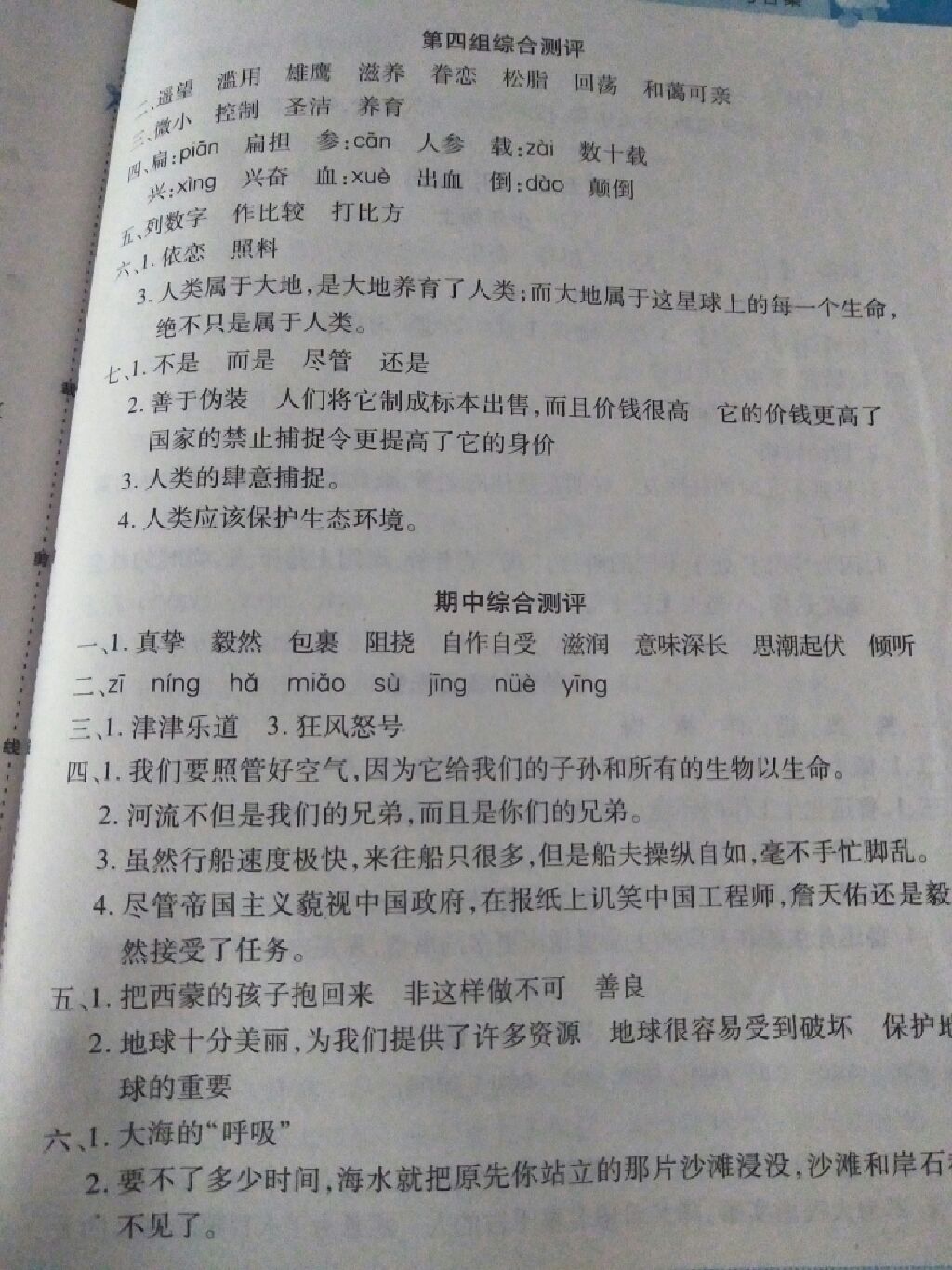 2017年新課程新練習六年級語文上冊人教版 參考答案第10頁