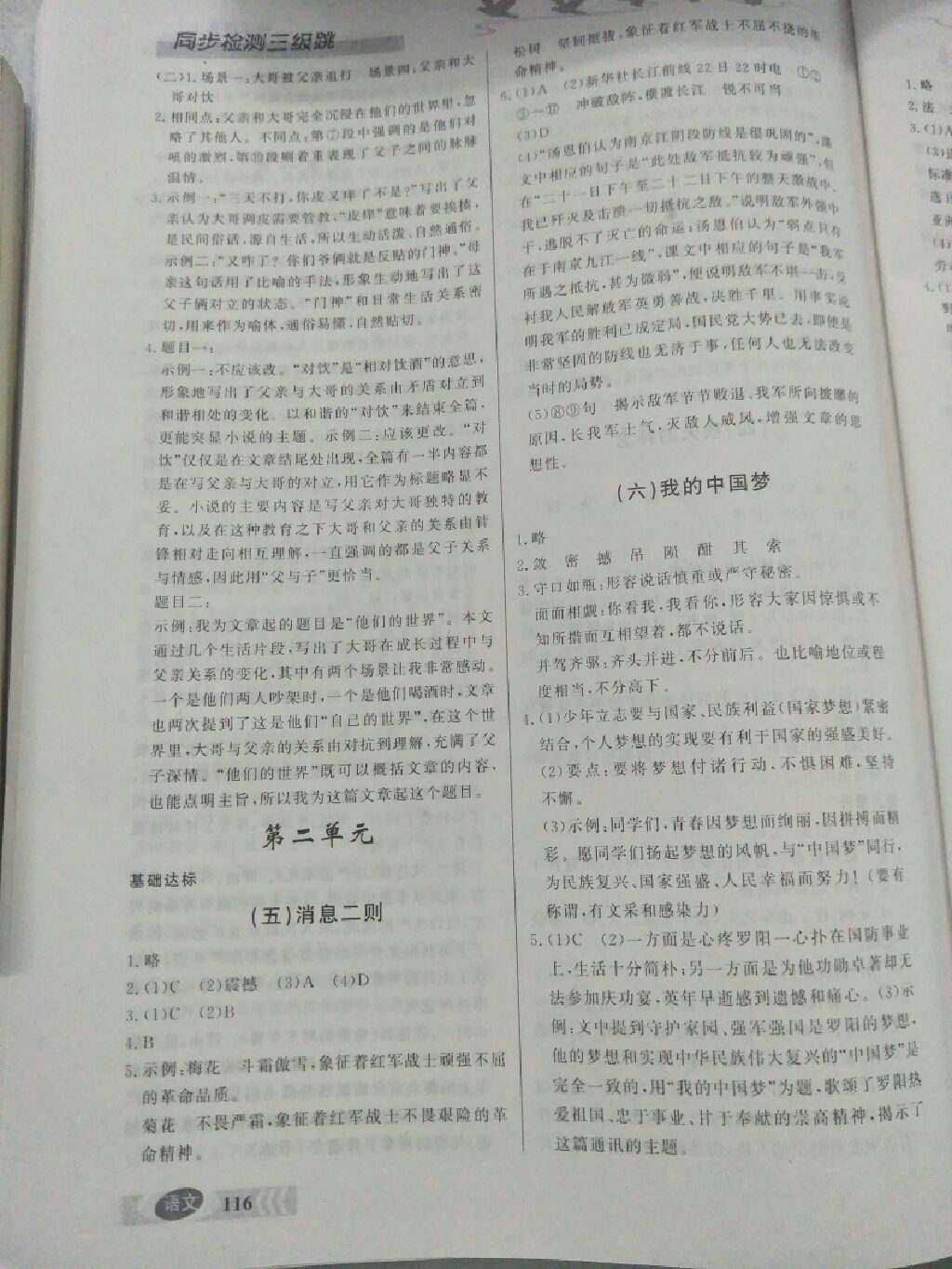 2017年同步檢測三級跳八年級語文上冊人教版 參考答案第13頁