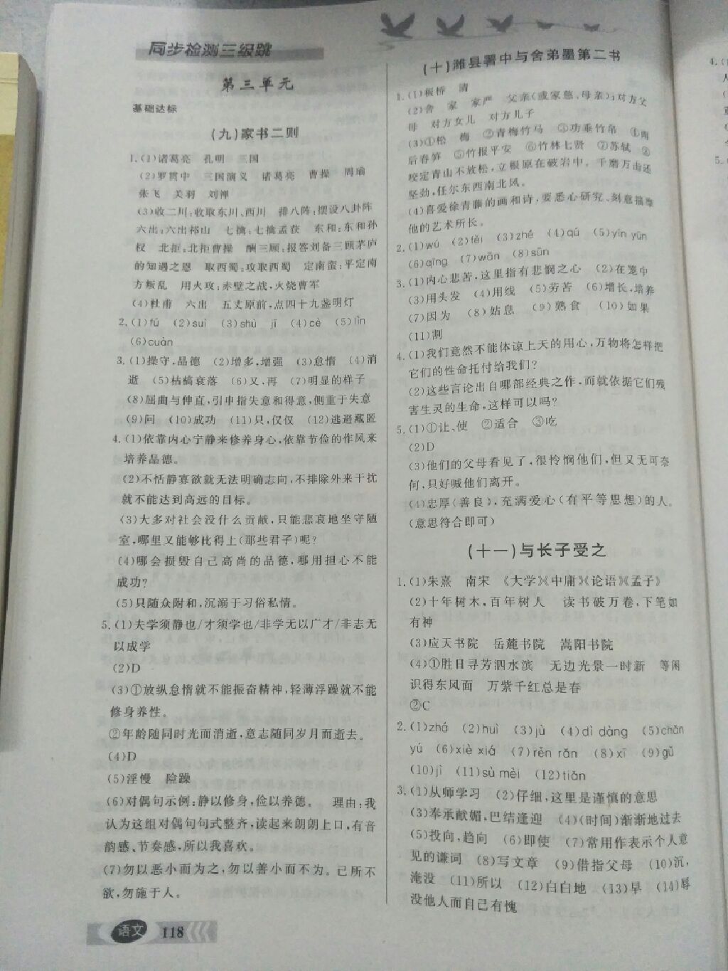 2017年同步檢測(cè)三級(jí)跳八年級(jí)語文上冊(cè)人教版 參考答案第11頁