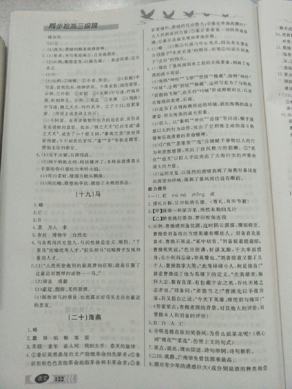 2017年同步檢測三級跳八年級語文上冊人教版 參考答案第7頁