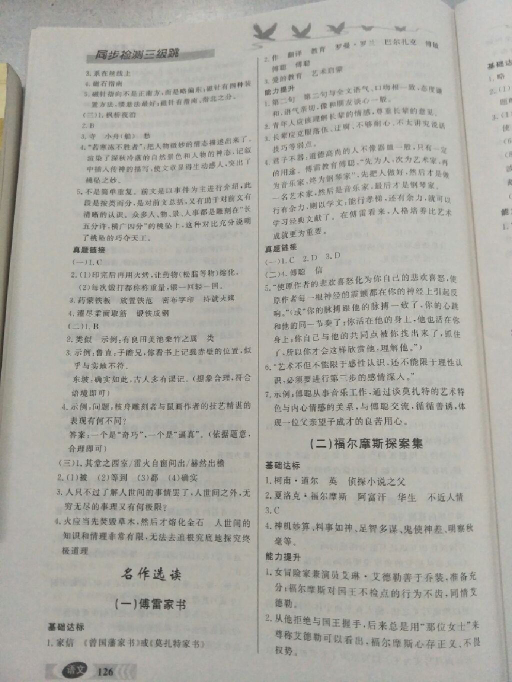 2017年同步檢測(cè)三級(jí)跳八年級(jí)語文上冊(cè)人教版 參考答案第3頁