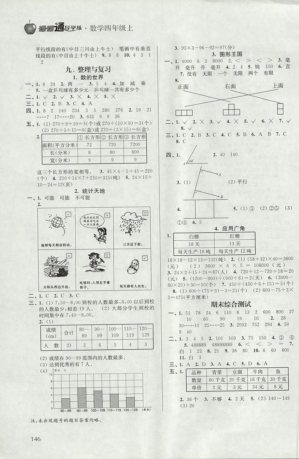 2017年课课通导学练四年级数学上册 参考答案第4页